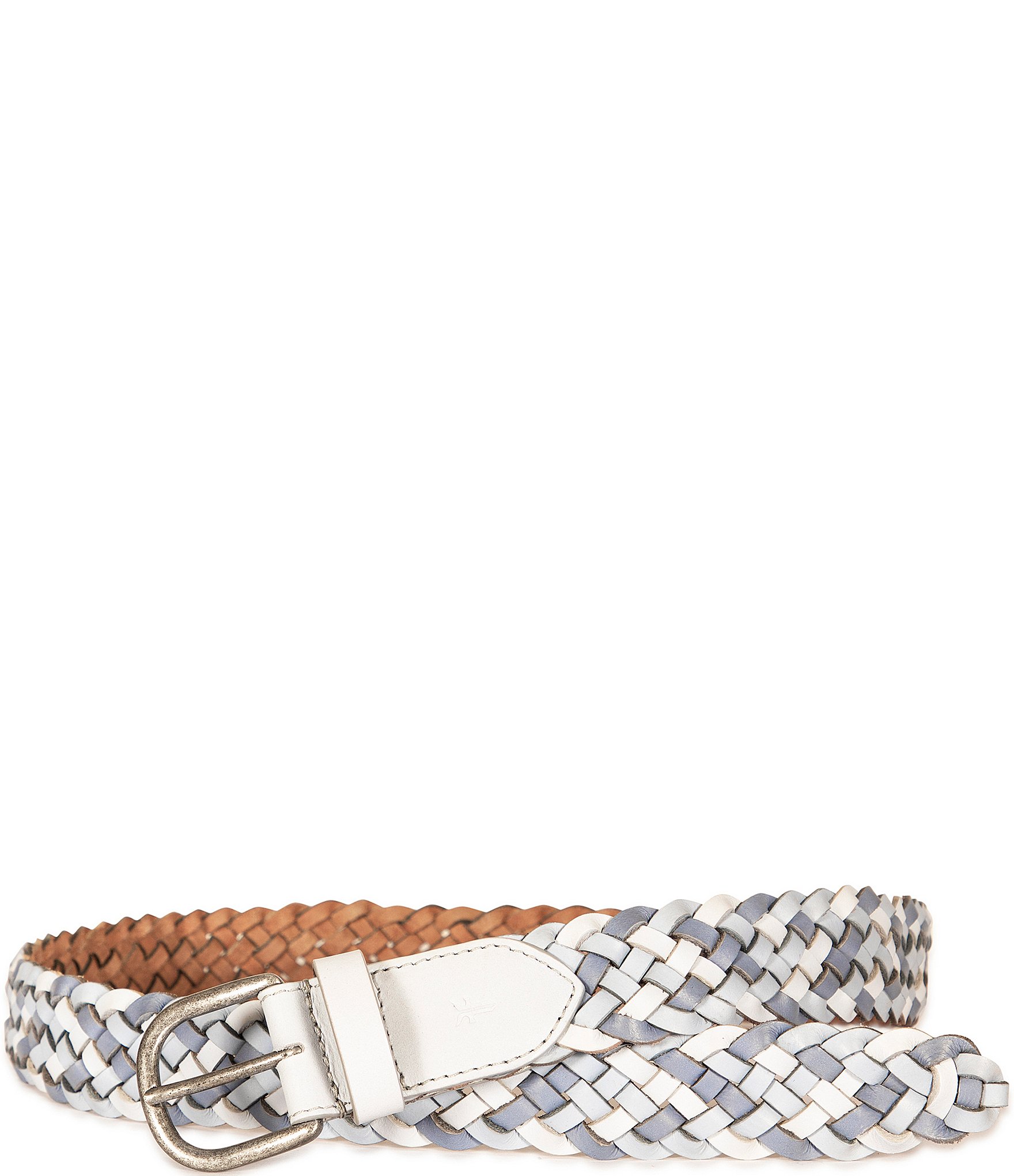 Frye 1.37#double; Tonal Woven Leather Belt