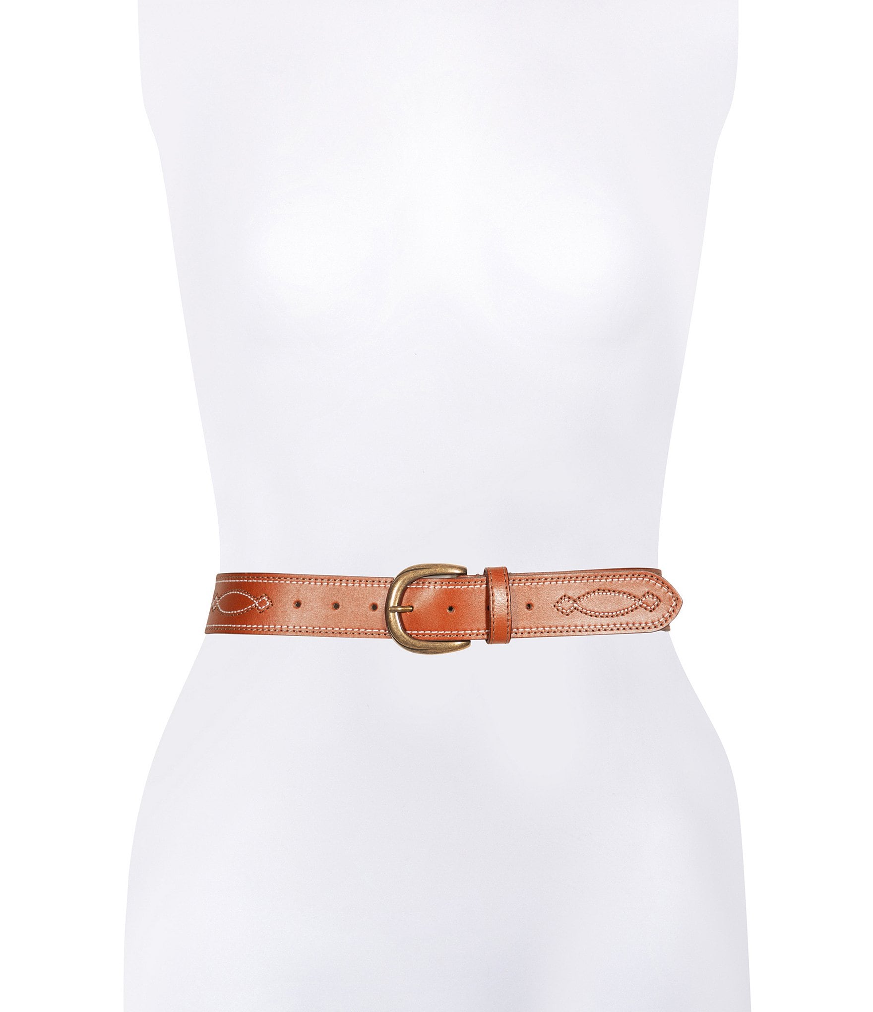 Frye 1.57#double; Campus Stitch Leather Belt