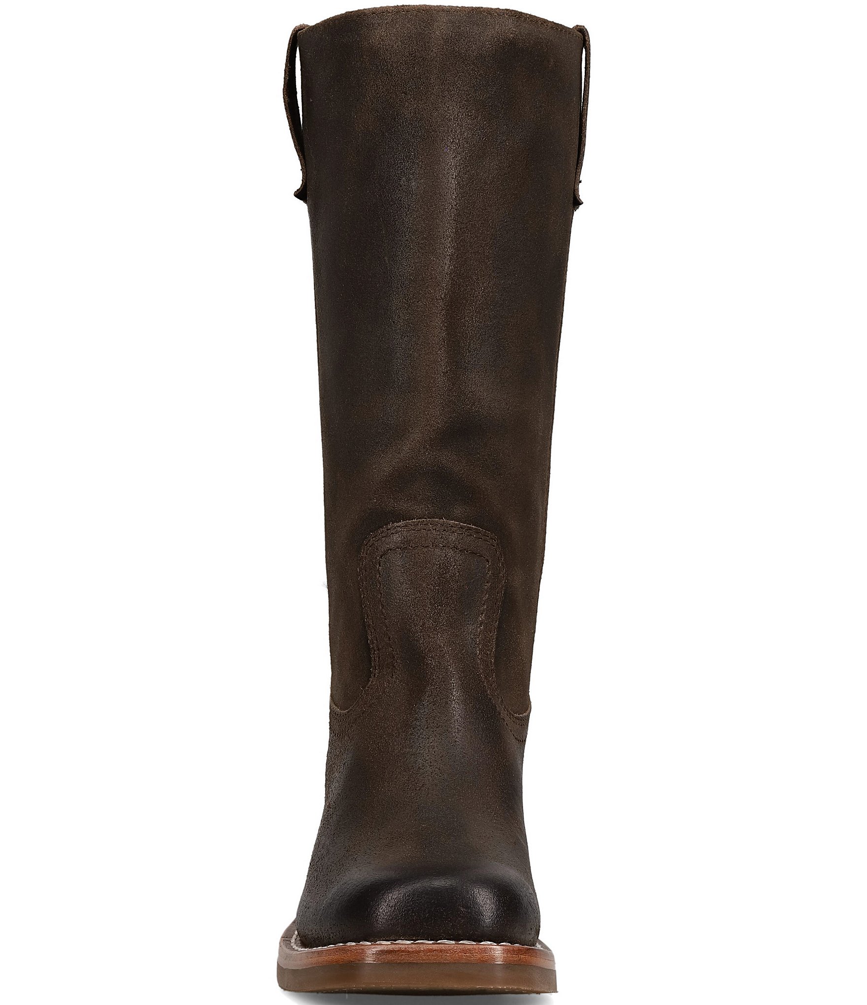 Frye Campus 12R Waxed Leather Block Heel Riding Boots