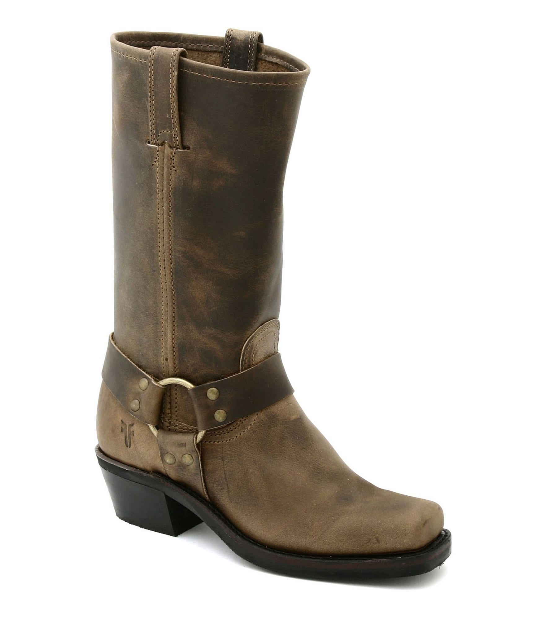Frye Women&#39;s Harness 12R Leather Square-Toe Block Heel Boots | Dillards