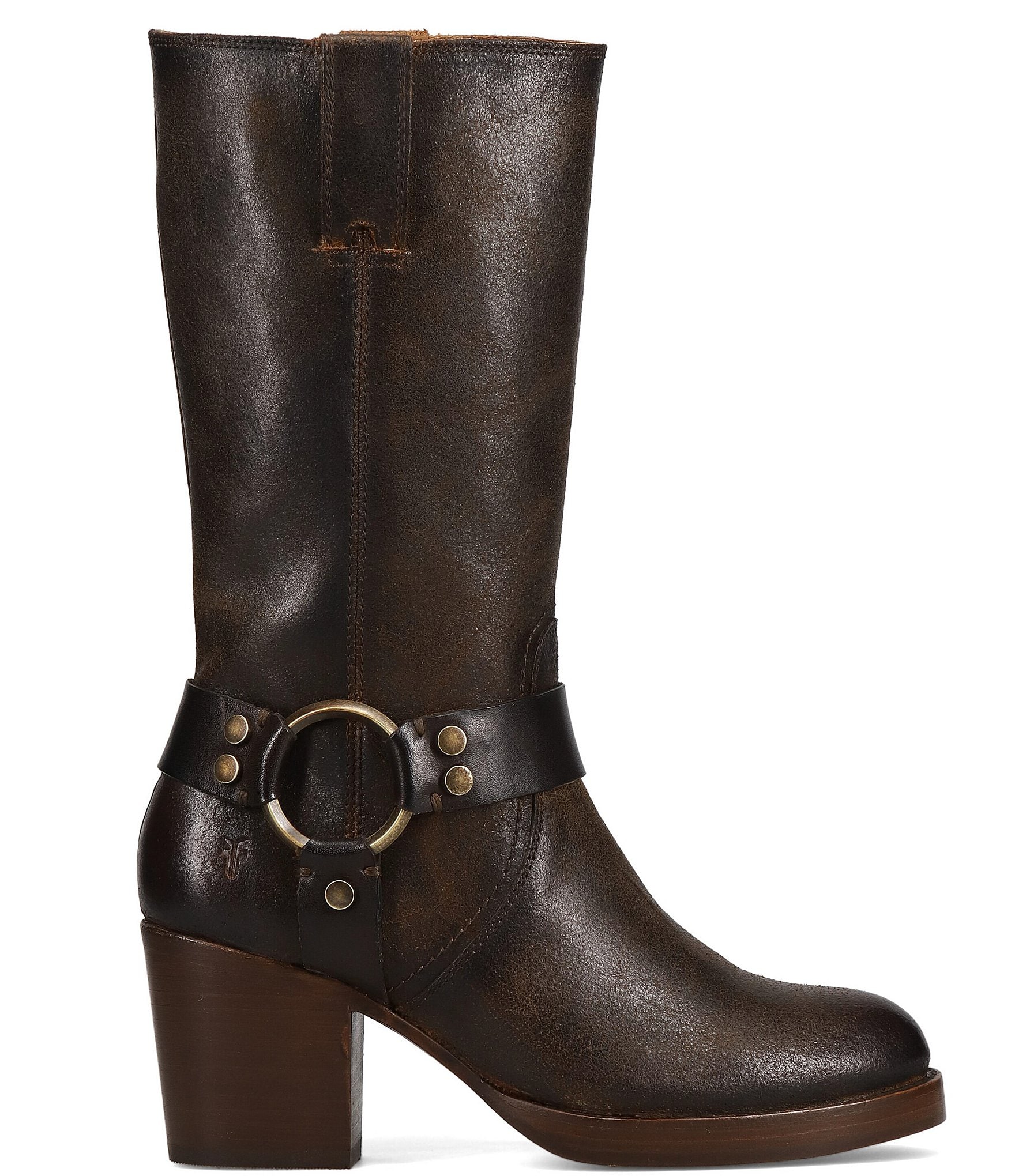 Frye Jean Leather O-Ring Harness Hardware Tall Boots