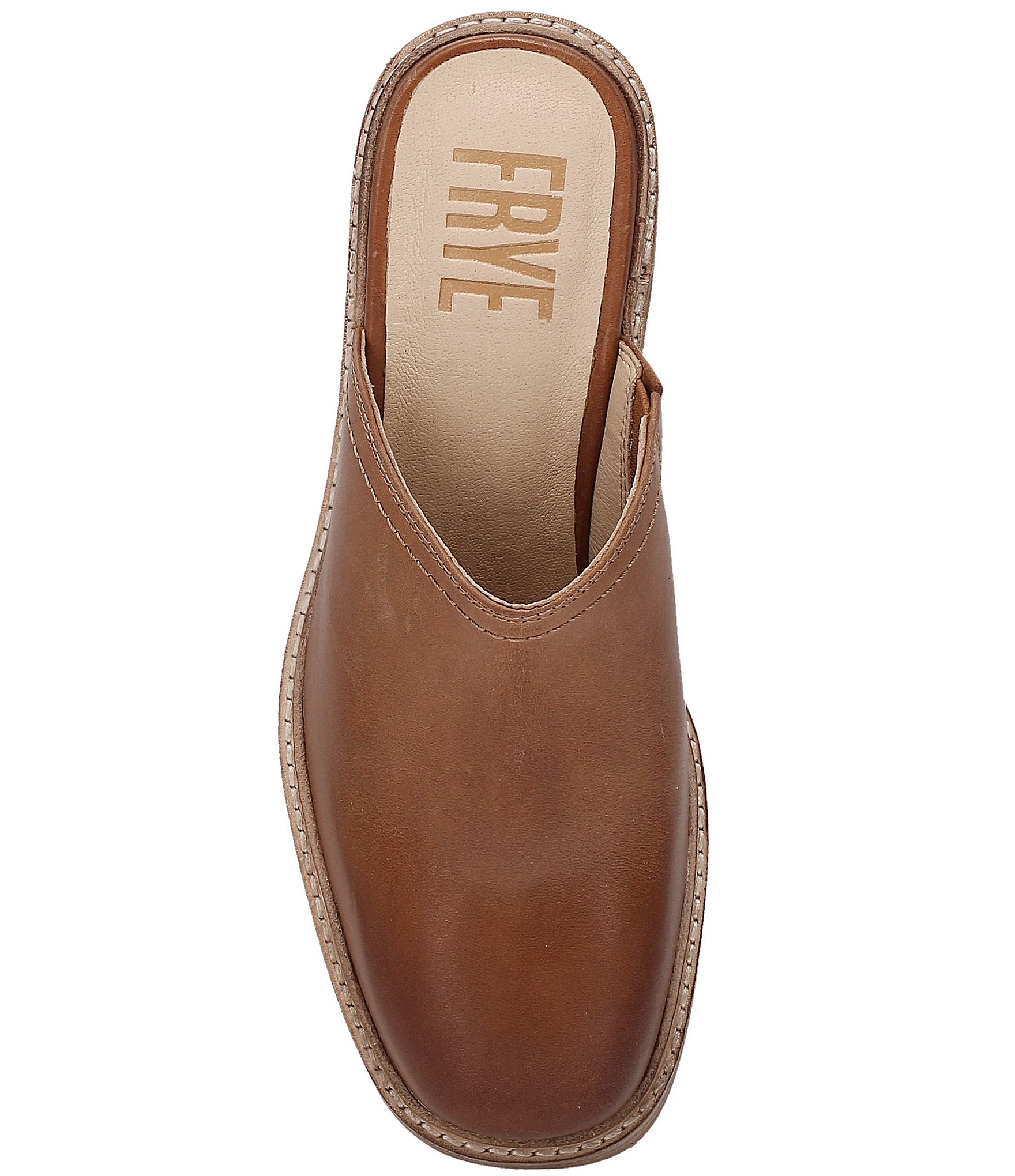 Frye Kate Leather Square Toe Block Heel Mules