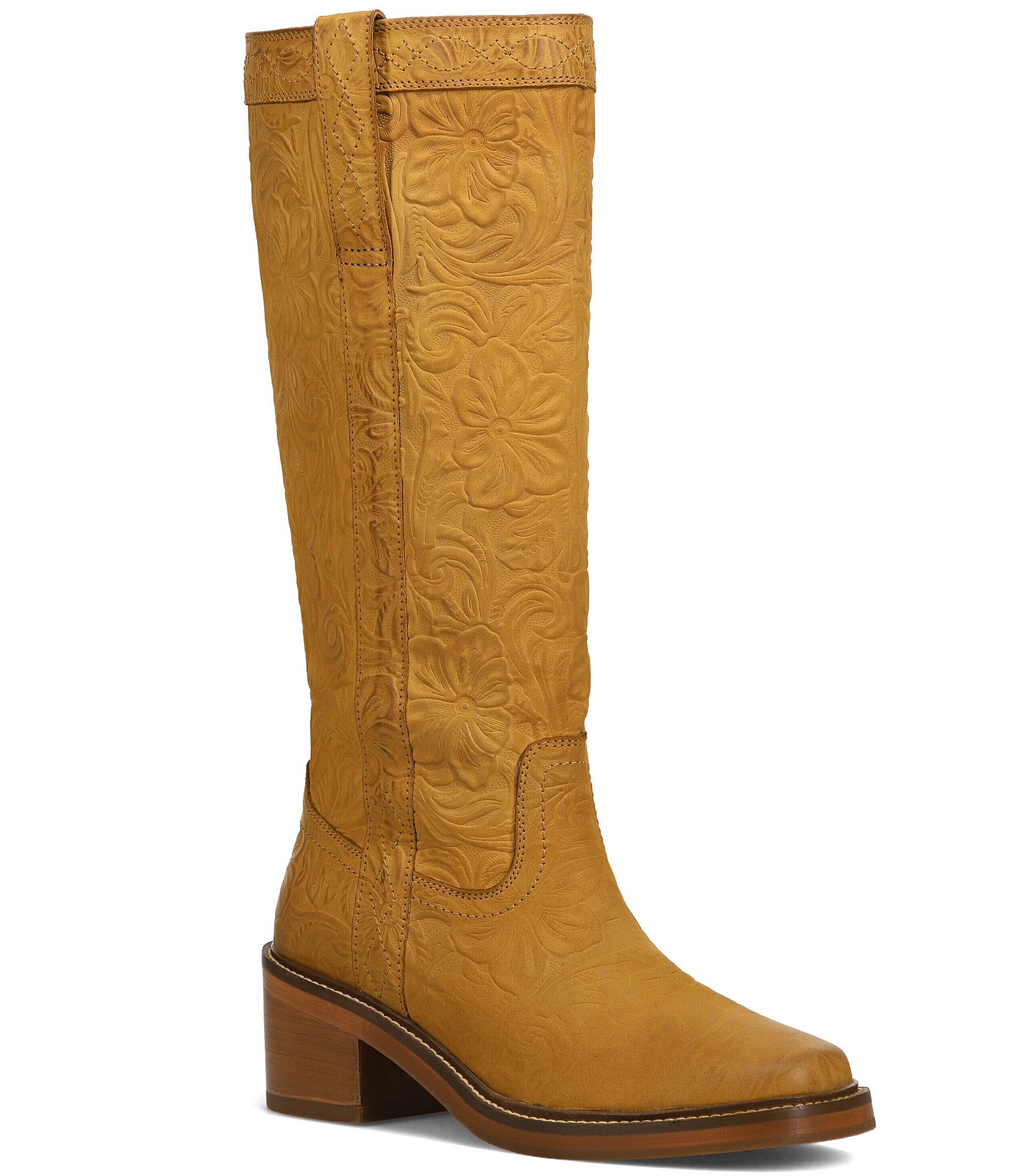 Frye Kate Pull On Floral Embossed Leather Boots Dillard s