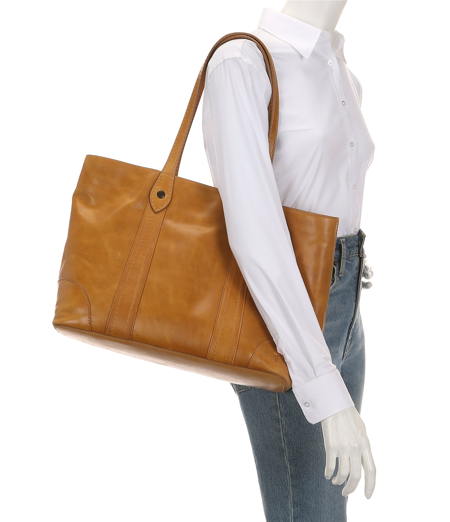 Frye Melissa Washed Leather Shopper Tote Bag