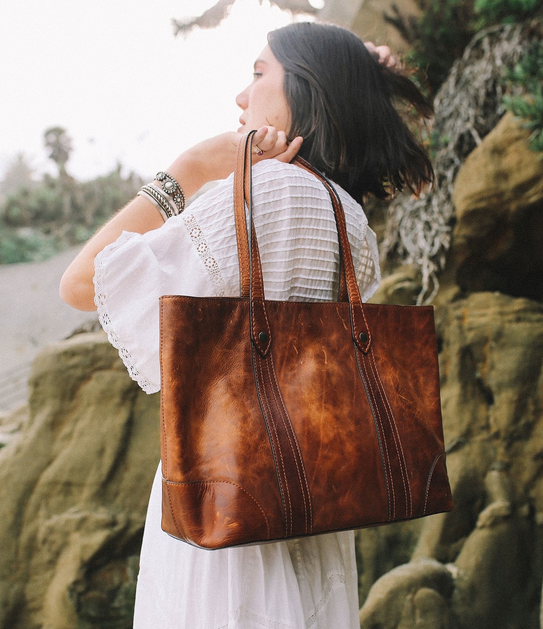 Frye Melissa Washed Leather Shopper Tote Bag The Shops at Willow Bend