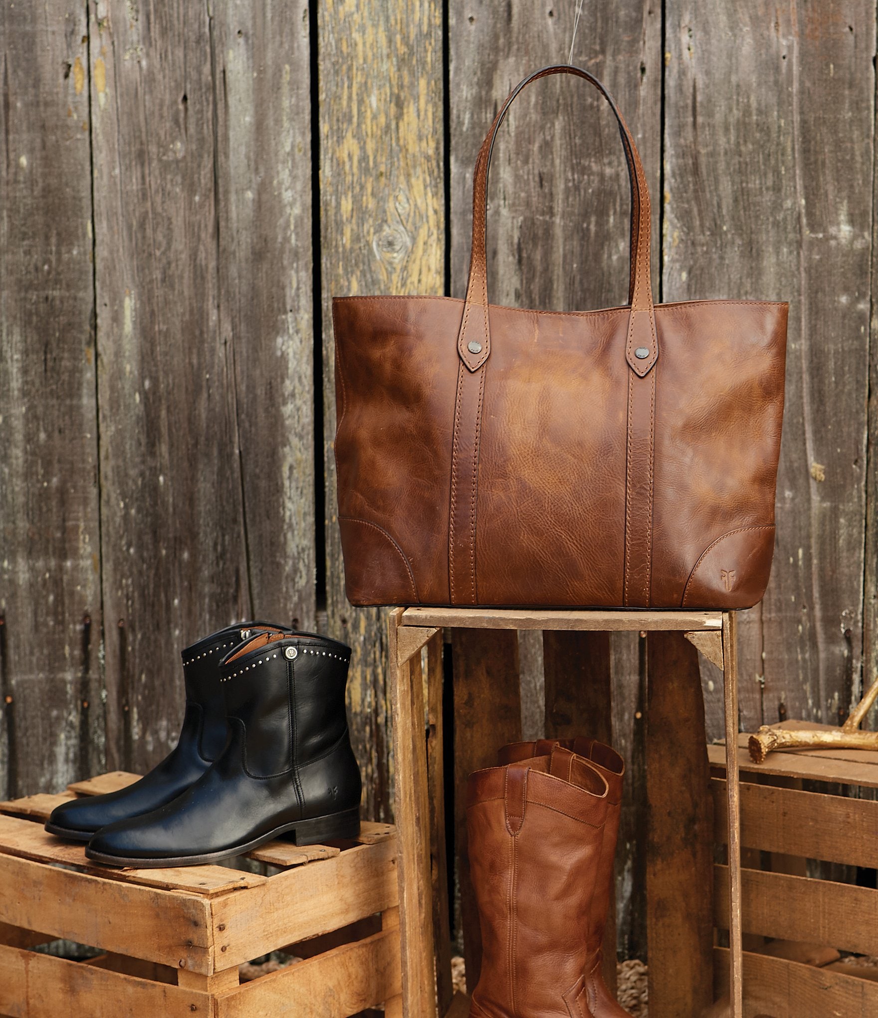 Frye Melissa Washed Leather Shopper Tote Bag