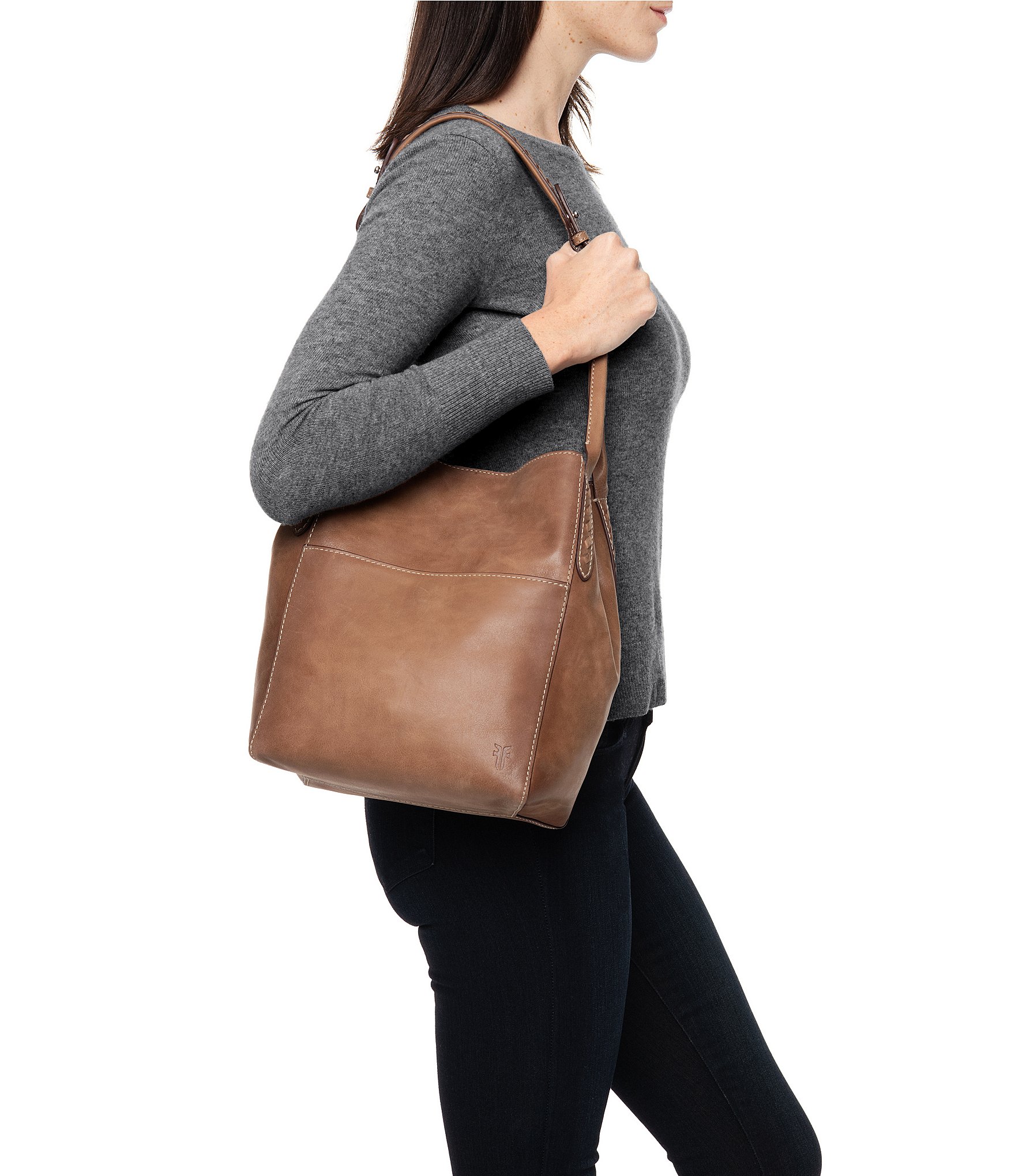 Frye Reed Magnetic Snap Leather Hobo Bag