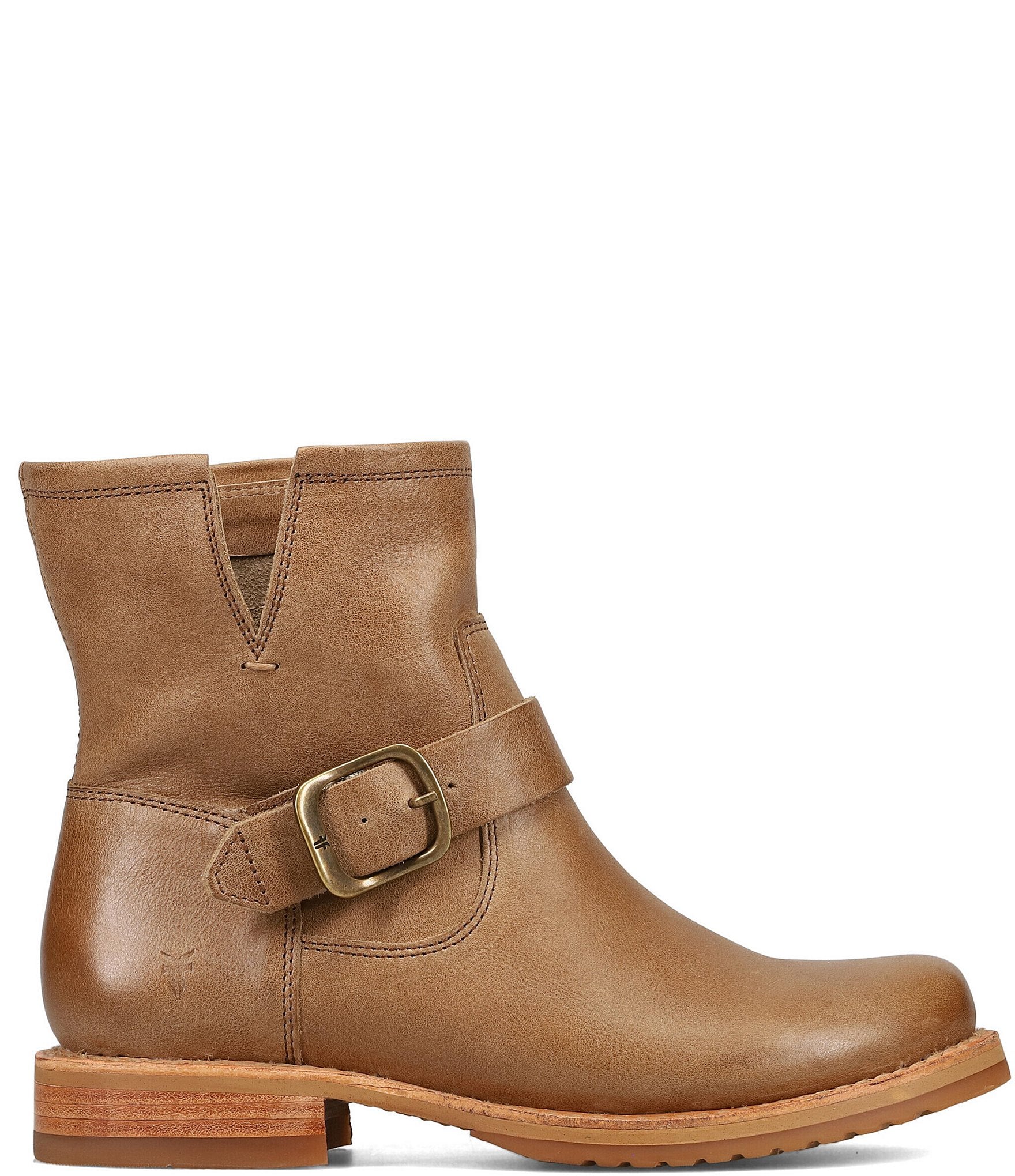 Frye Veronica Flex Leather Buckle Hardware Booties