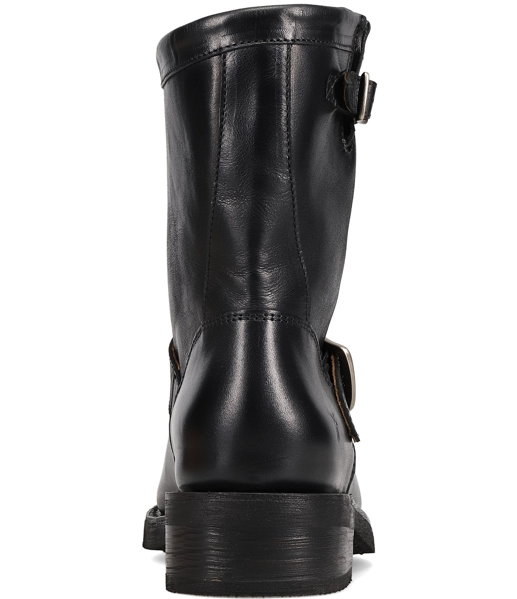 Frye Viv Leather Buckle Hardware Short Engineer Booties