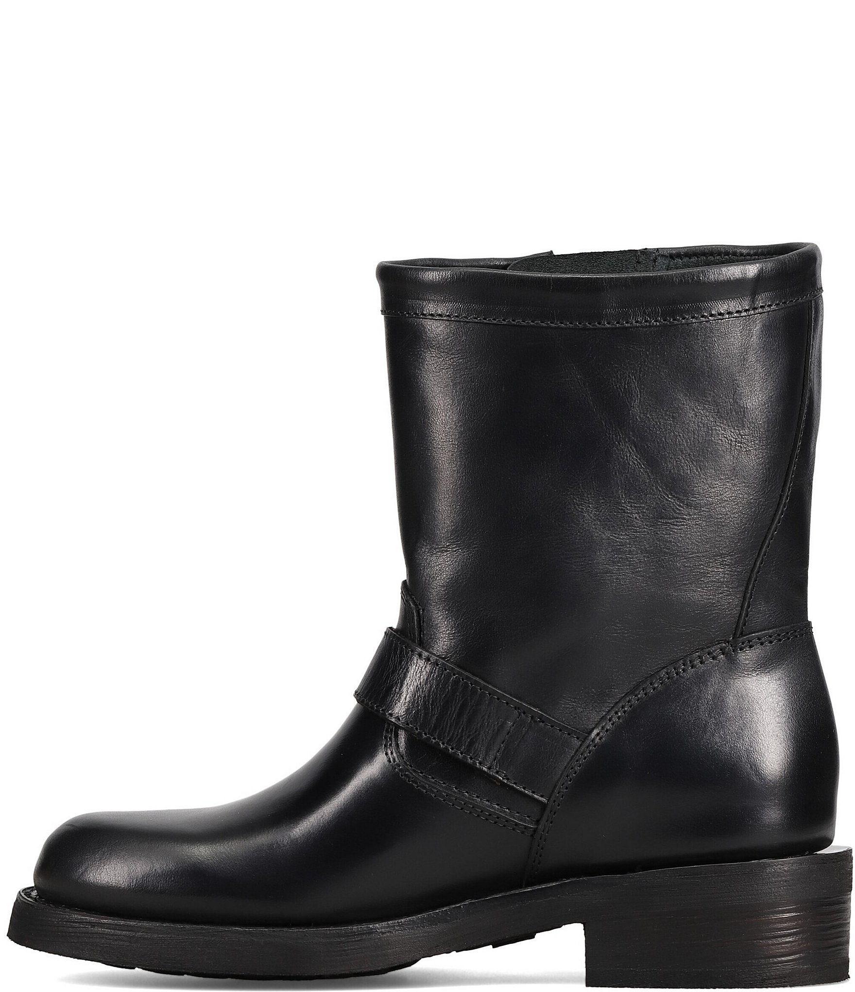 Frye Viv Leather Buckle Hardware Short Engineer Booties