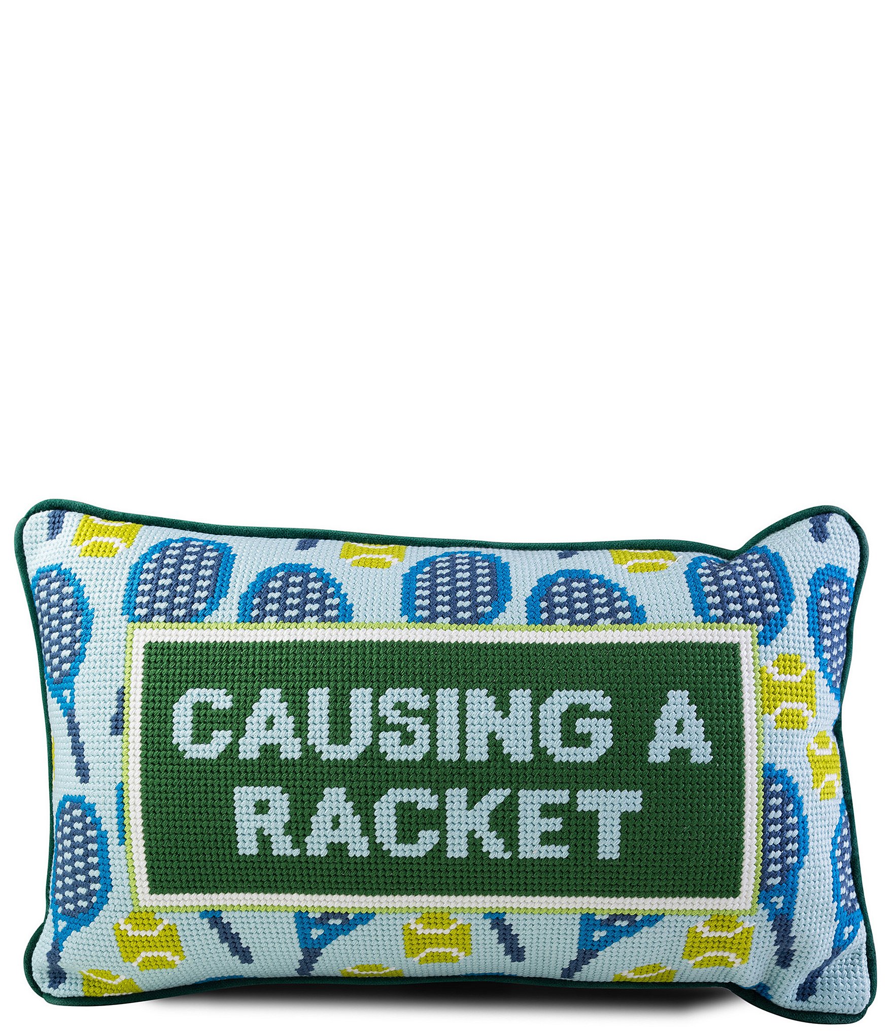 Furbish Causing A Racket Needlepoint Pillow