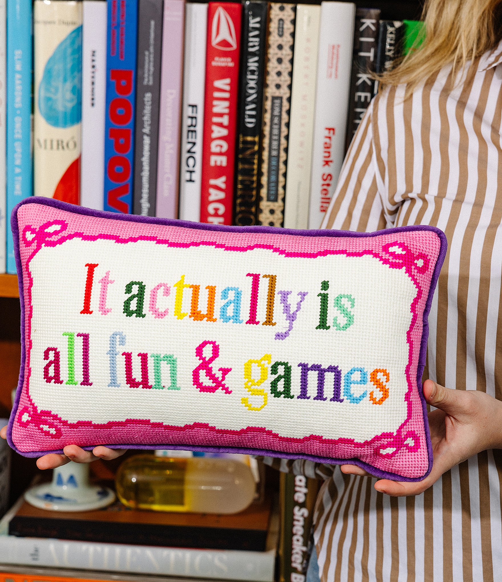 Furbish Fun & Games Needlepoint Pillow