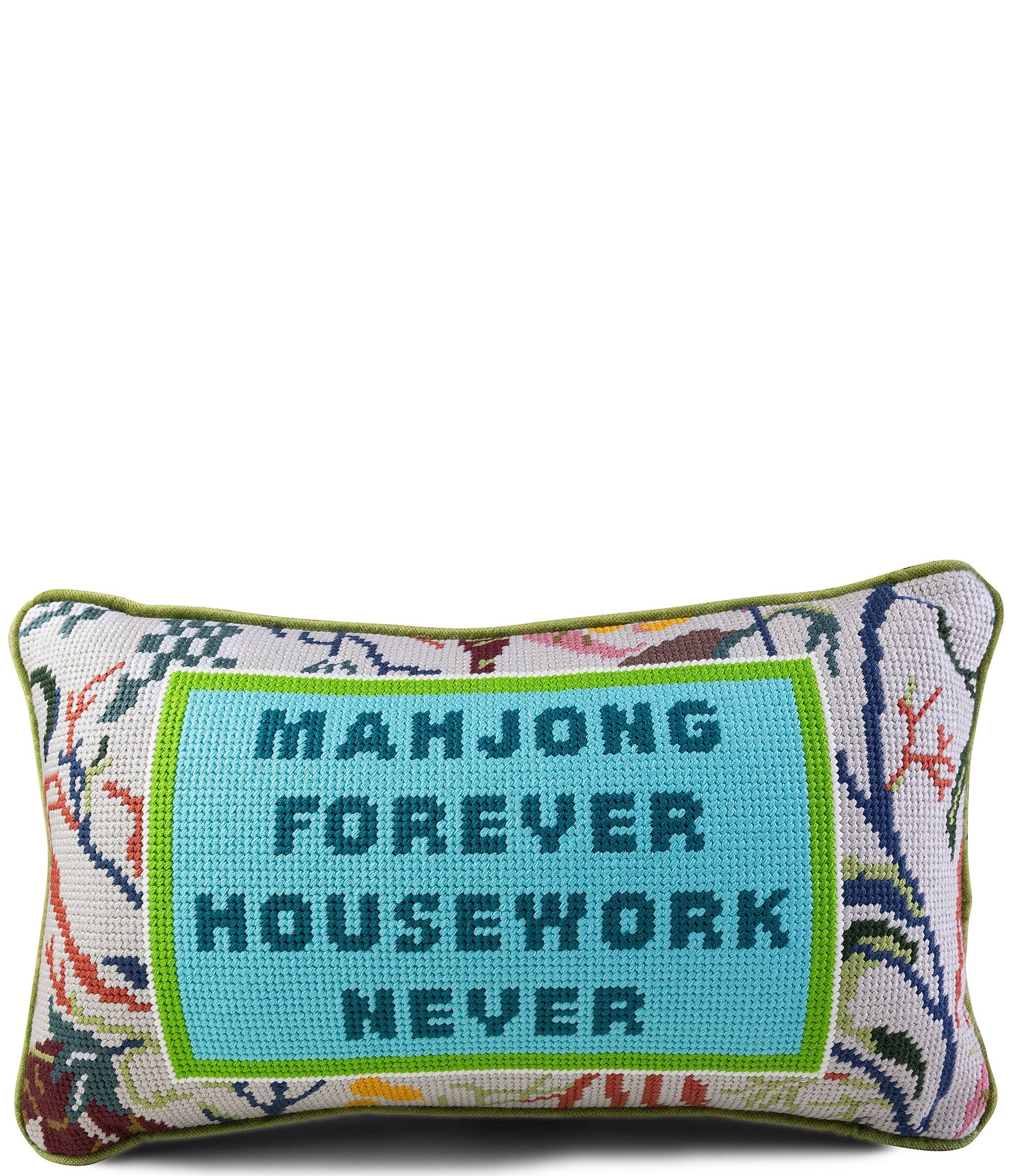 Furbish Mahjong Forever Needlepoint Pillow