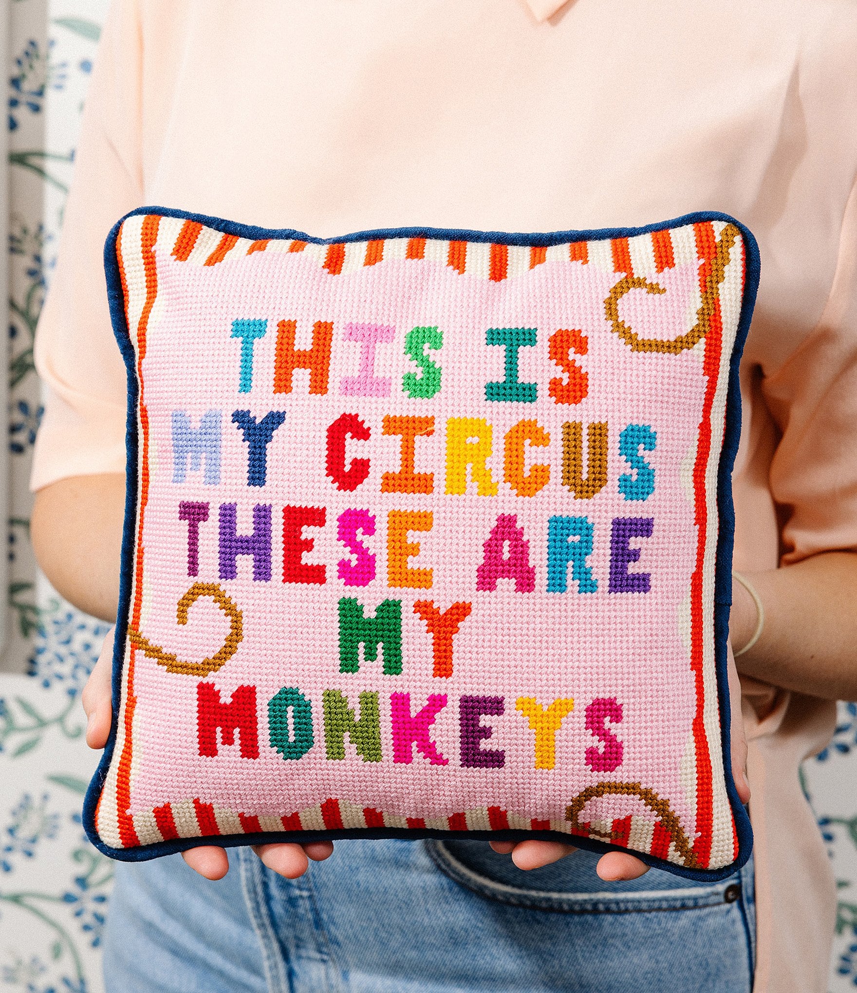 Furbish My Circus Needlepoint Pillow