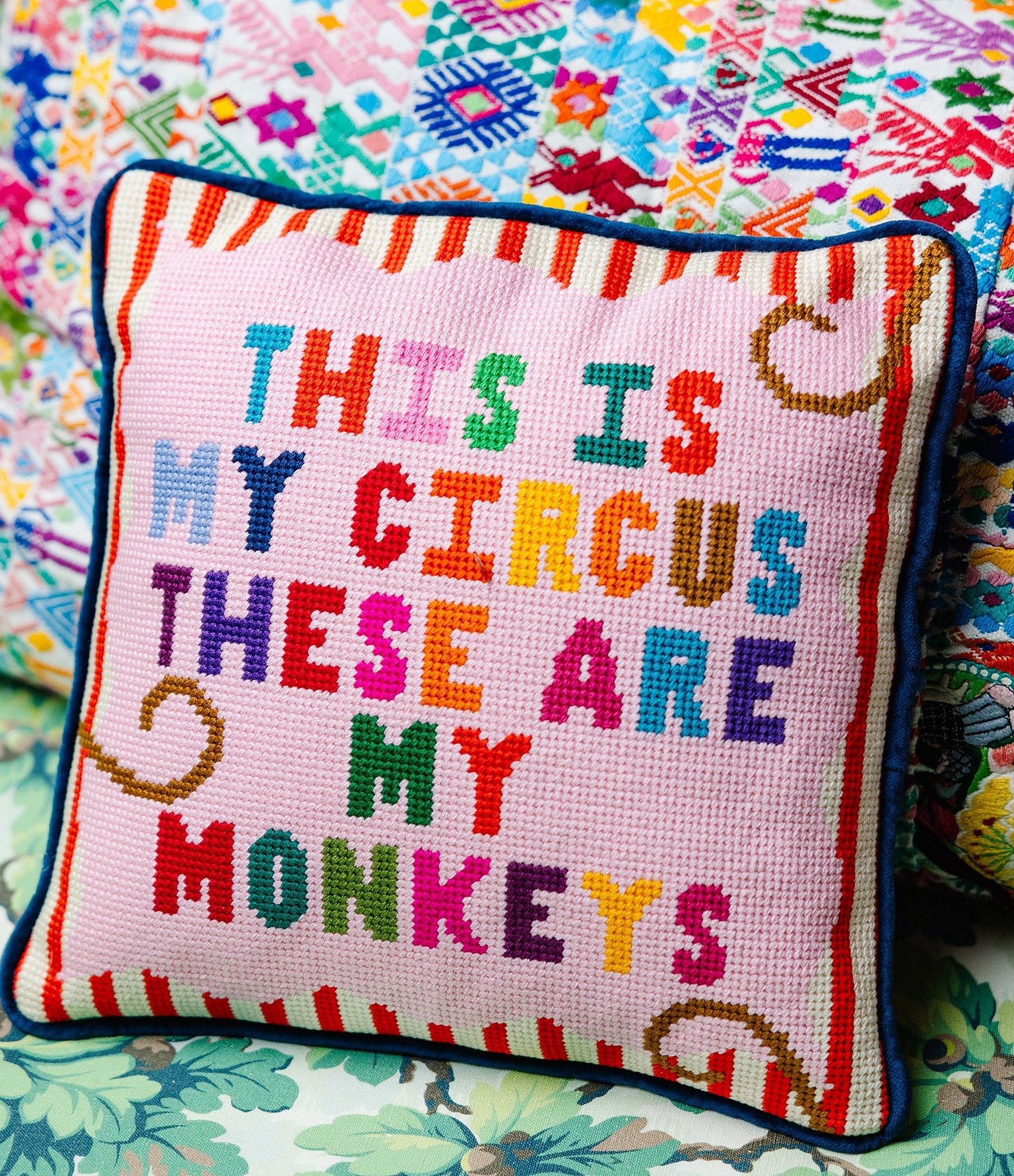 Furbish My Circus Needlepoint Pillow
