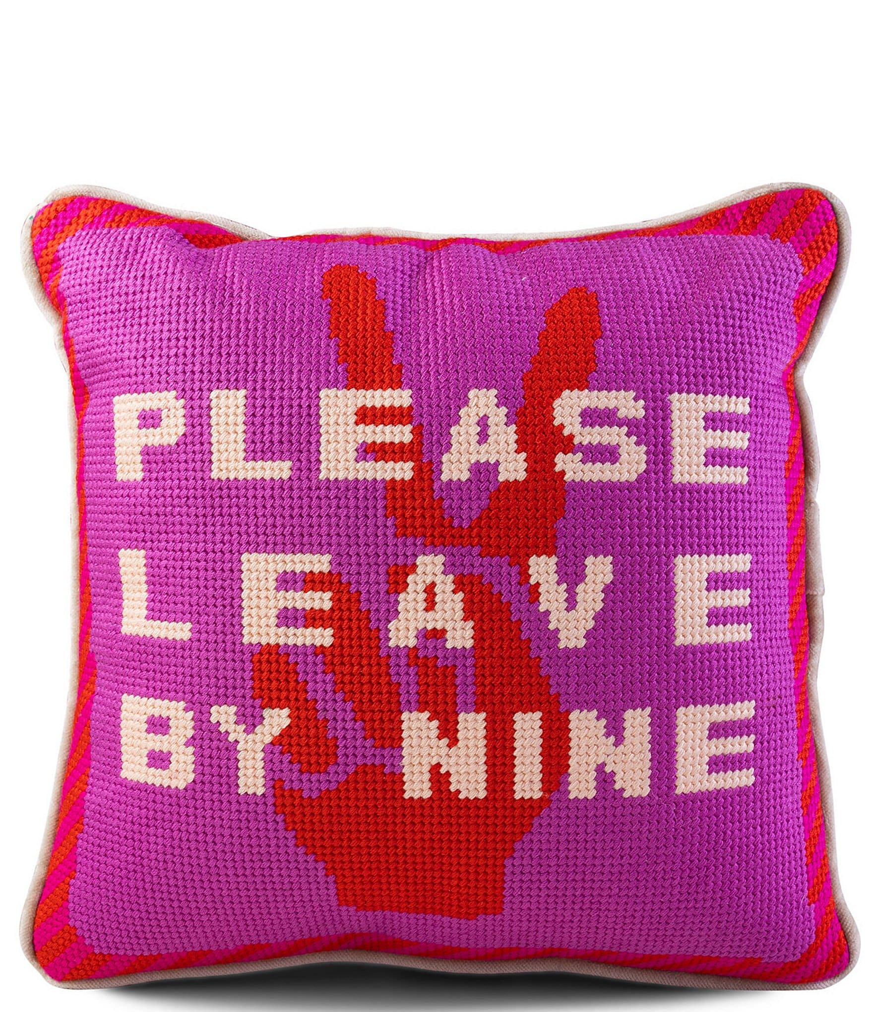 Furbish Please Leave by Nine Needlepoint Pillow
