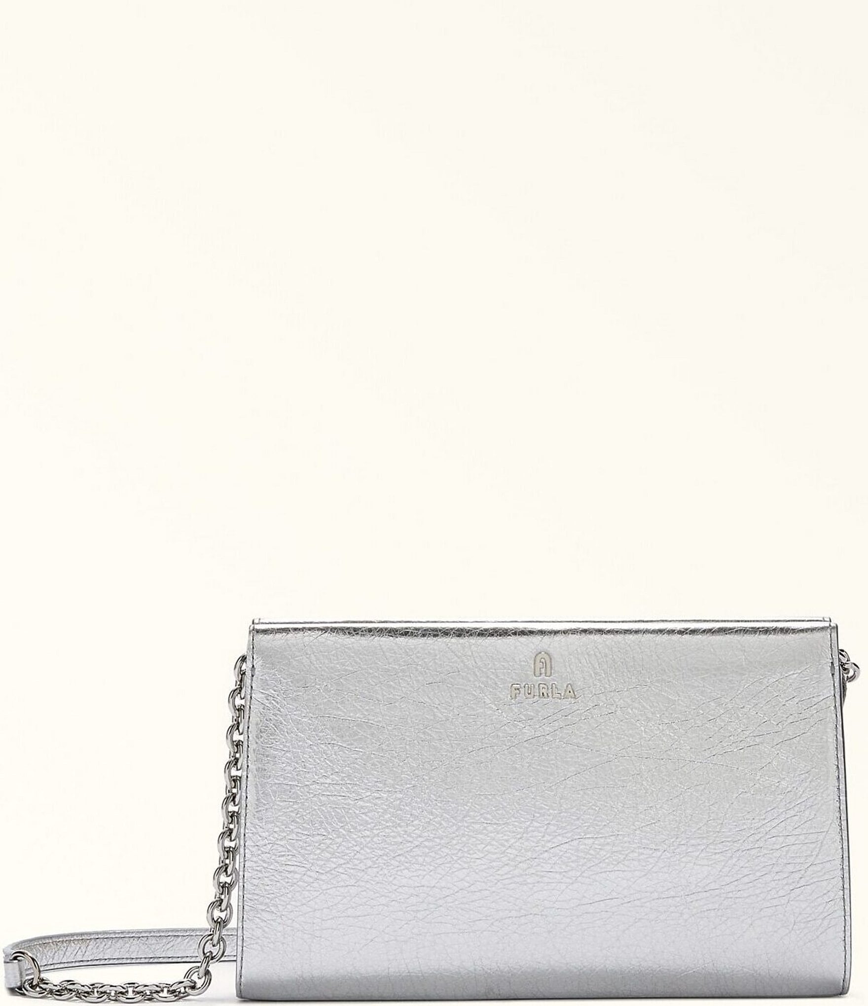 Furla Camelia Mini Silver Metallic Crossbody Bag