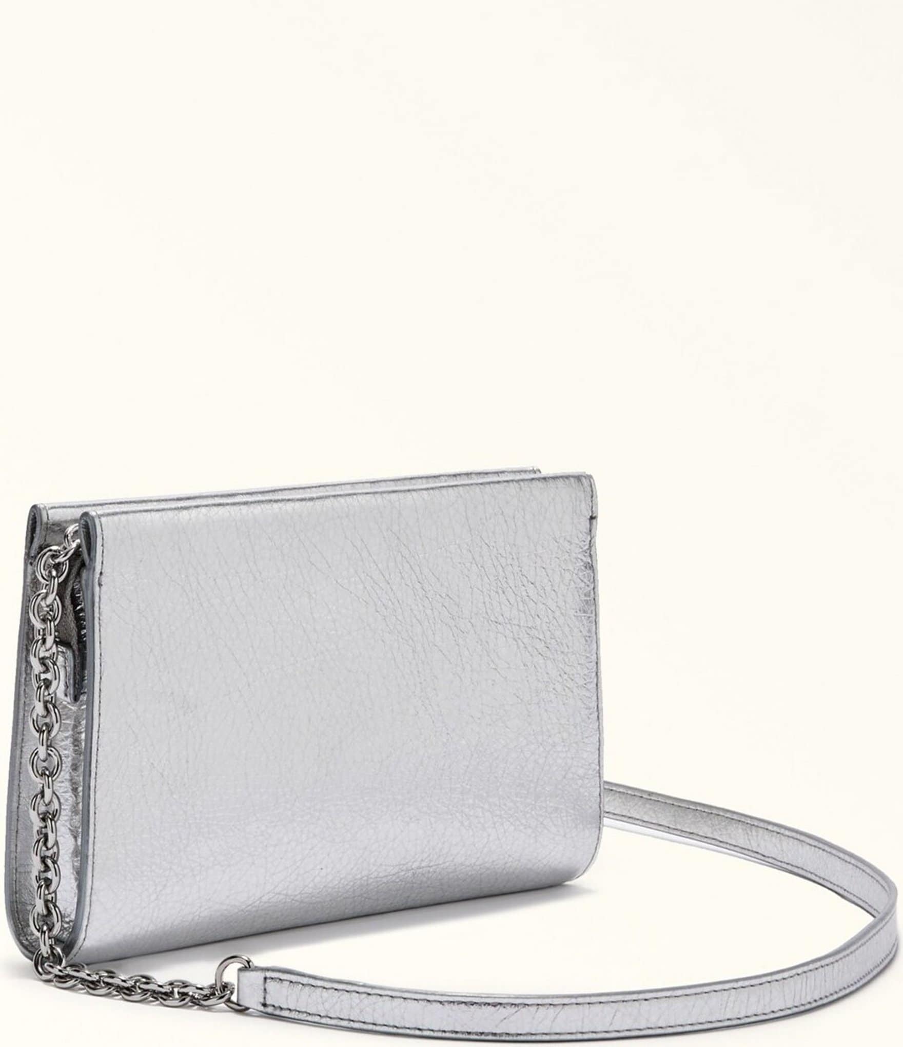 Furla Camelia Mini Silver Metallic Crossbody Bag