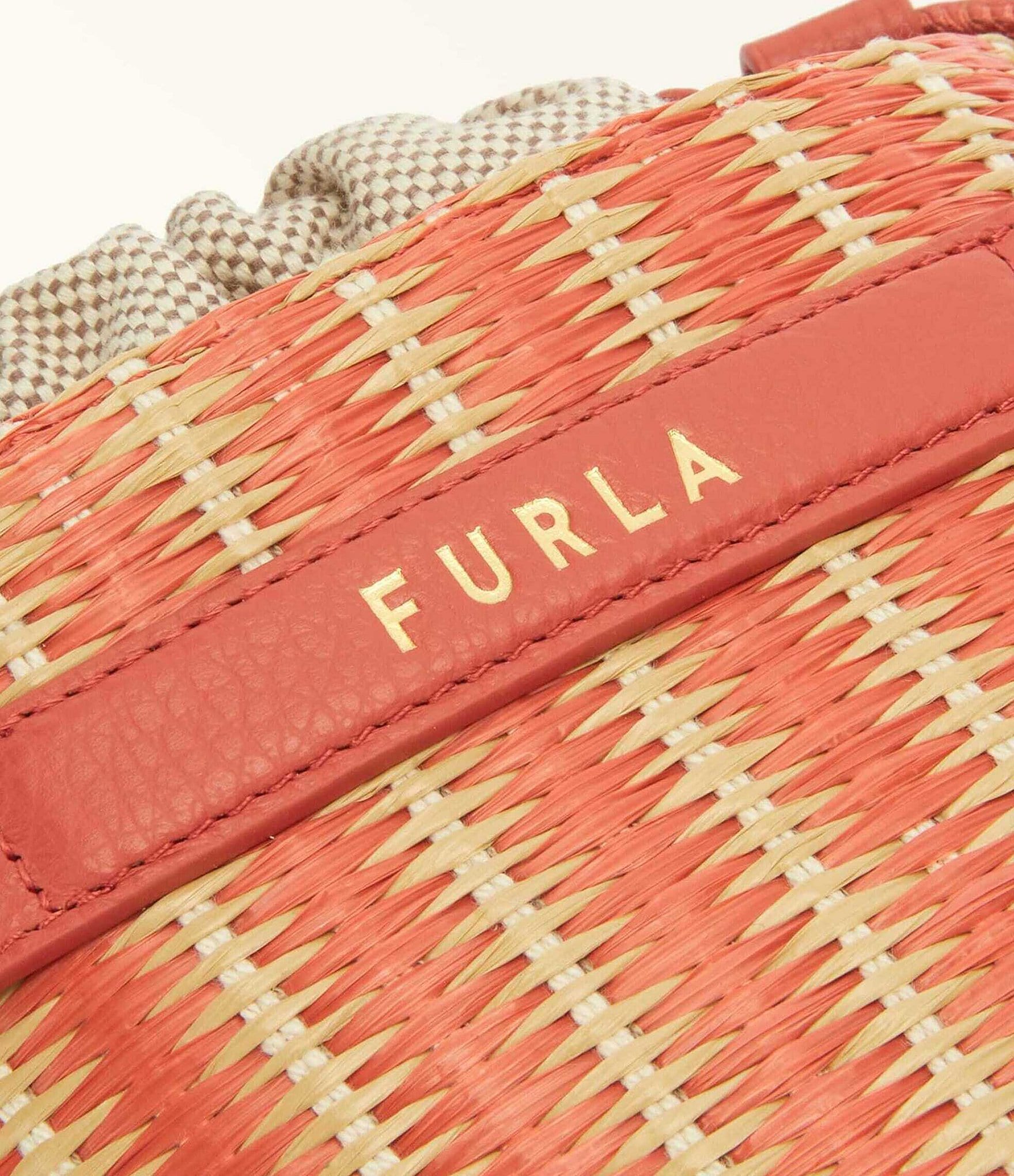 Furla Giove Mini Leather Straw Bucket Bag