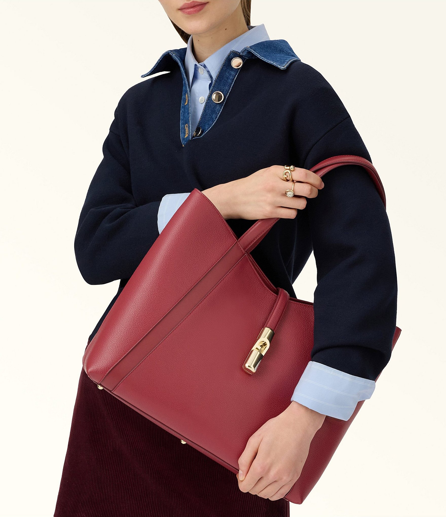 Furla Goccia Large Leather Tote Bag