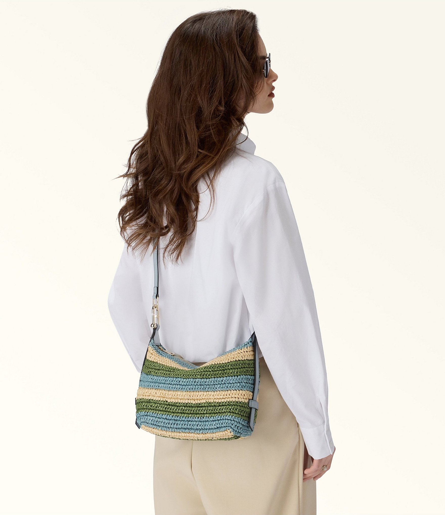 Furla Tonie Crochet Raffia Mini Hobo Bag