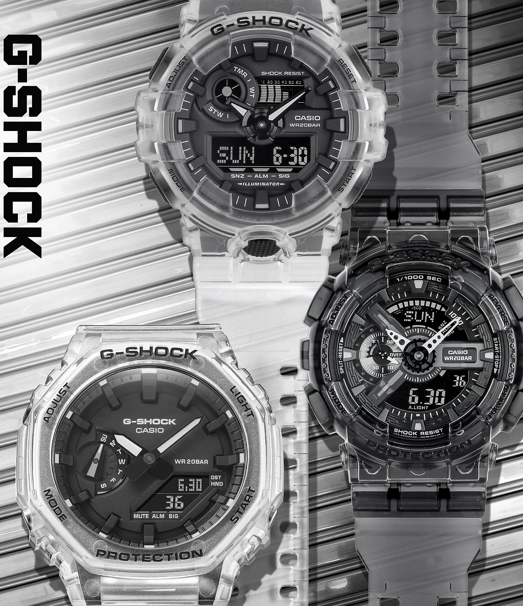 G-Shock Ana Digi Clear Skeleton Shock Resistant Watch