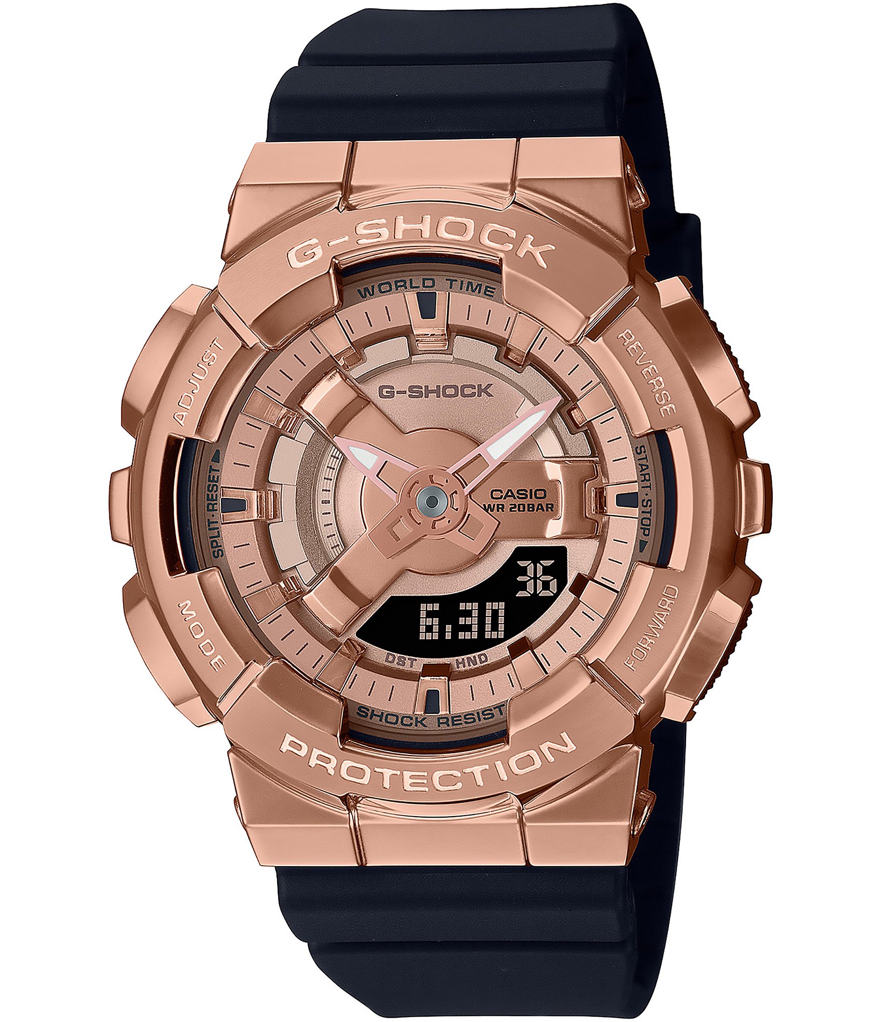 G-Shock Black And Gold Ana Digi Resin Strap Watch |