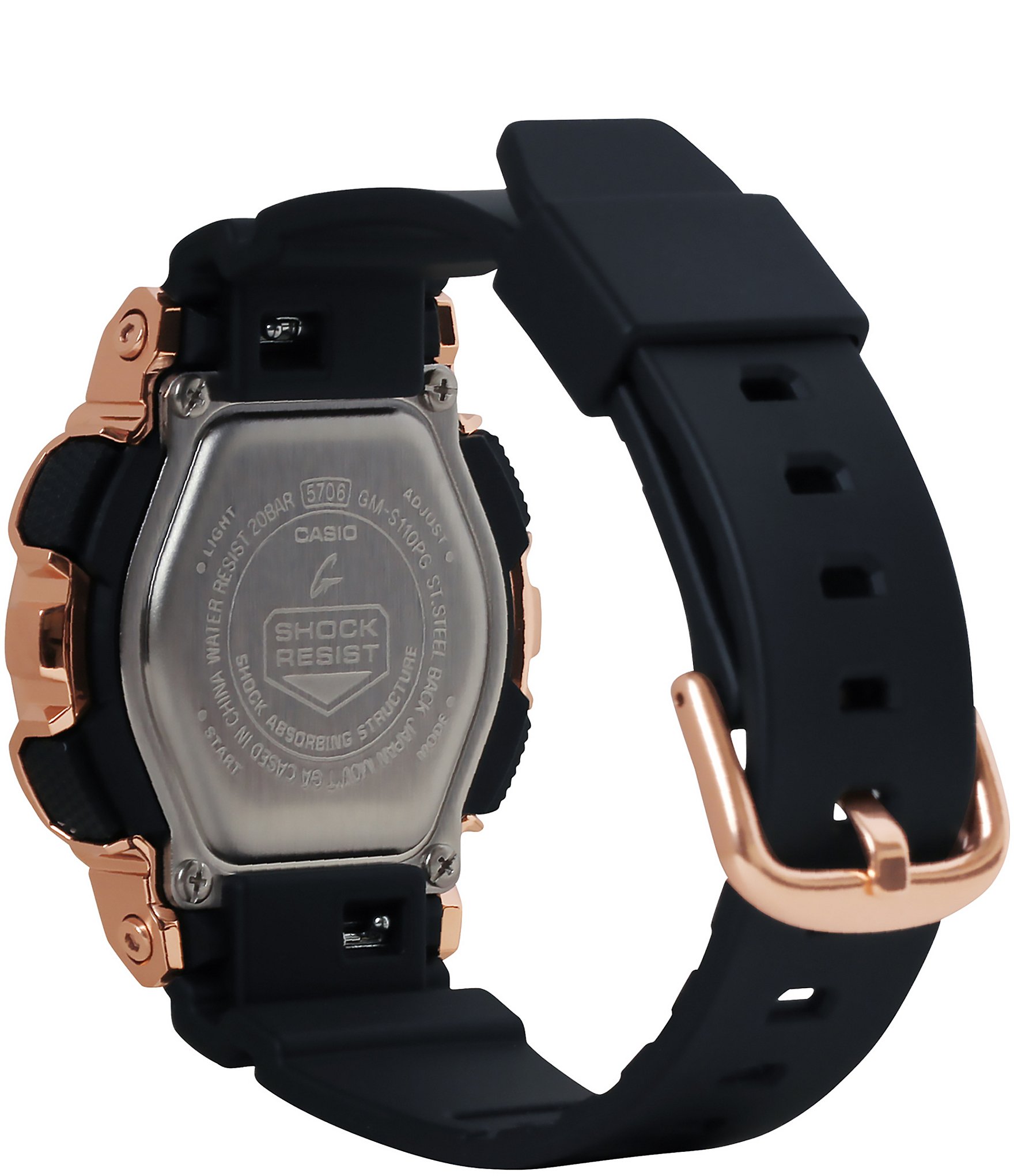 G-Shock Black And Rose Gold Ana Digi Resin Strap Watch