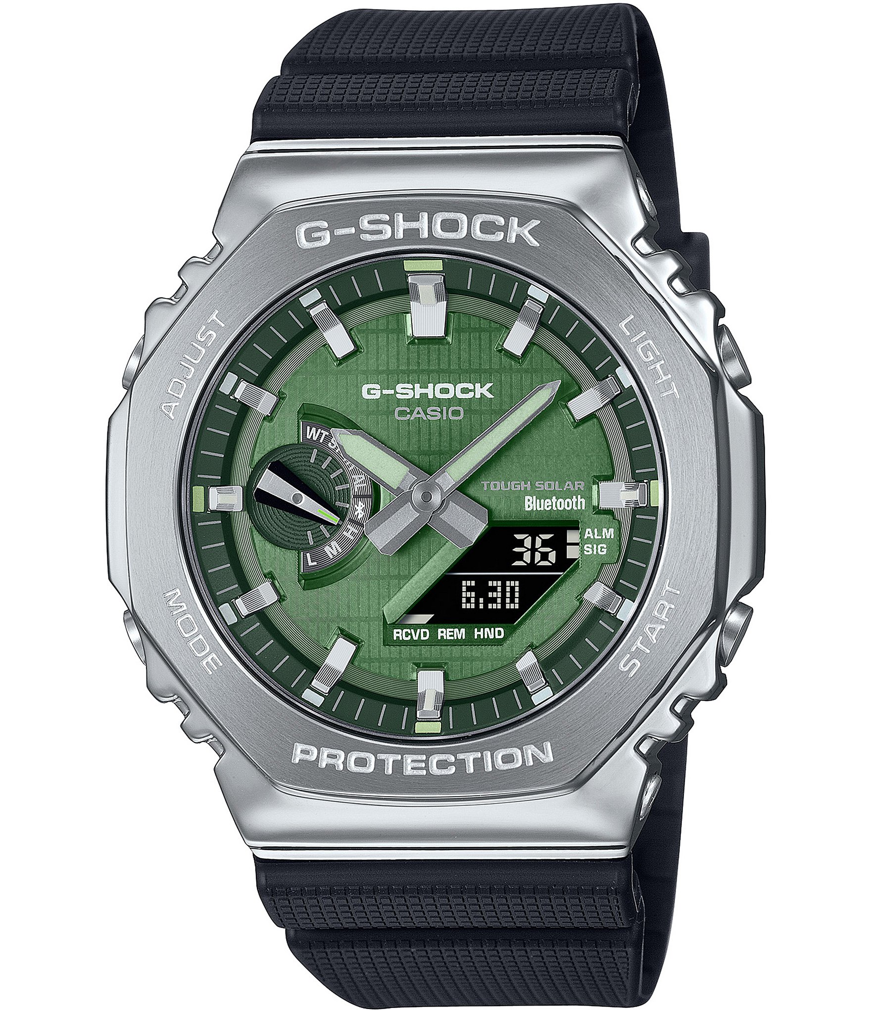 G-Shock Protection Men's Ana-Digi Green Dial Black Resin Strap Watch