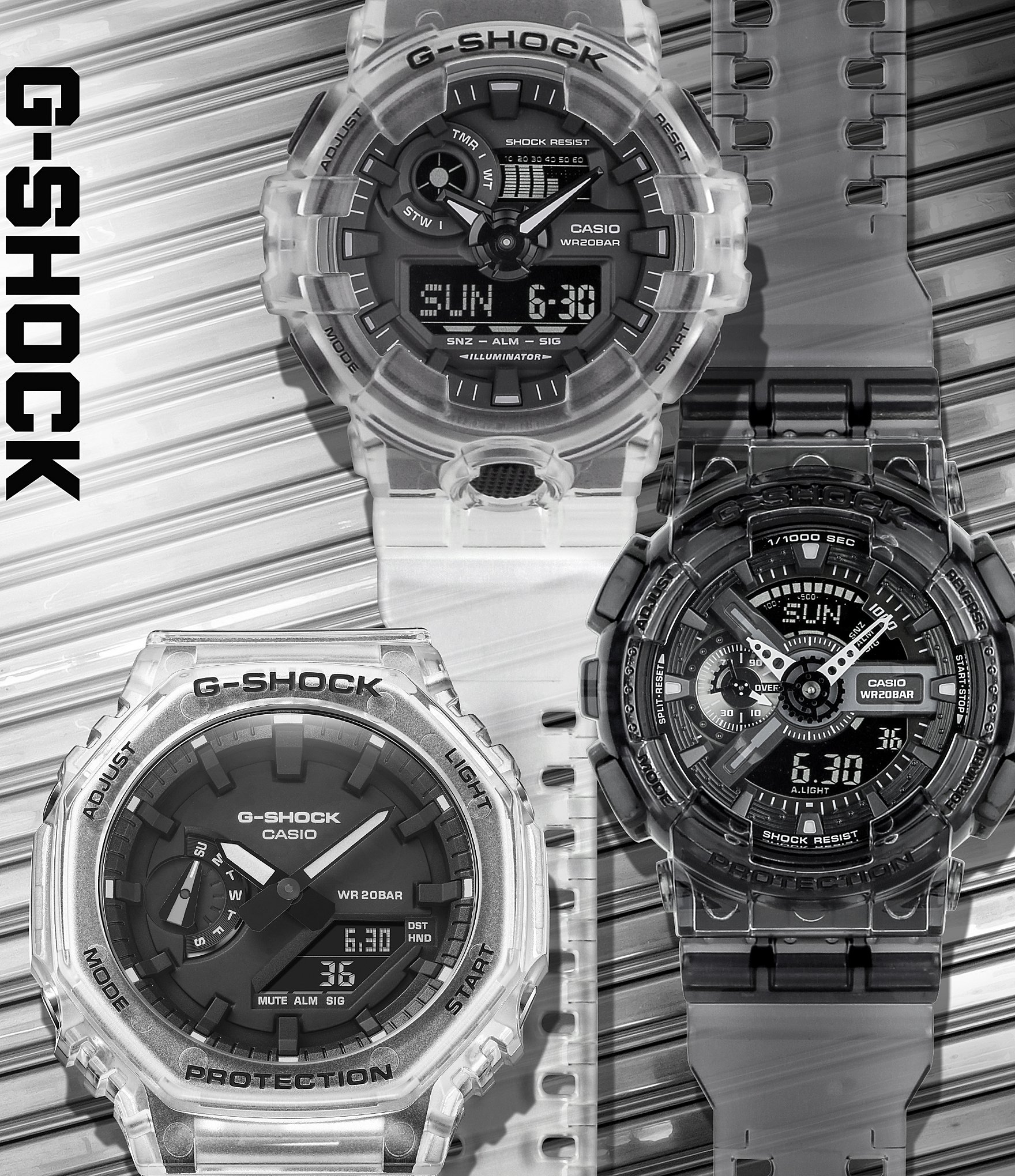 G-Shock Skelton Clear Ana Digi Resin Shock Resistant Watch