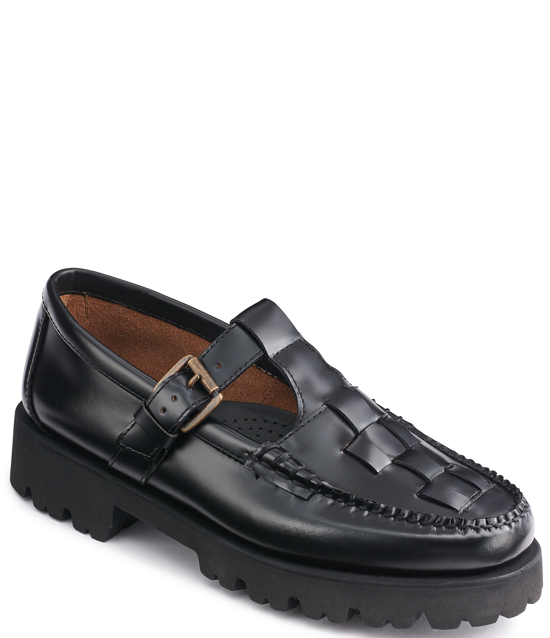 G.H. Bass Women's Fisherman Leather Mary Jane Platform Lug