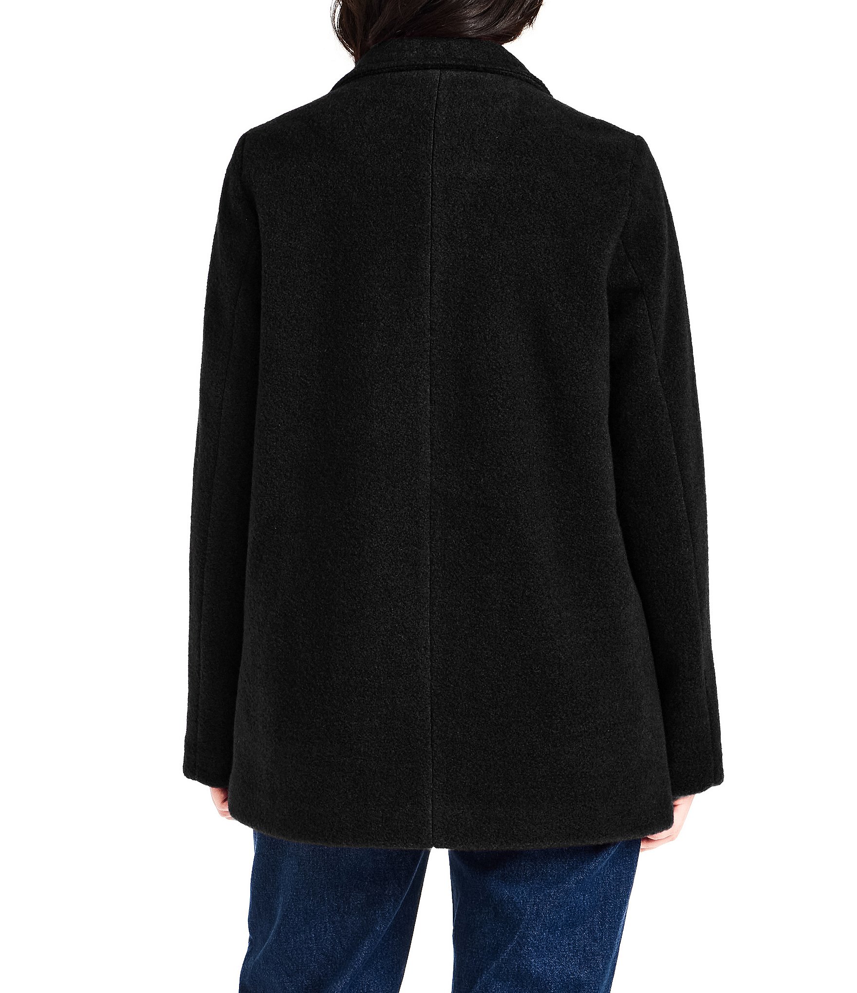 Gallery Ladies Woold Blend Wing Collar Water Resistant Asymmetrical Button Front Peacoat