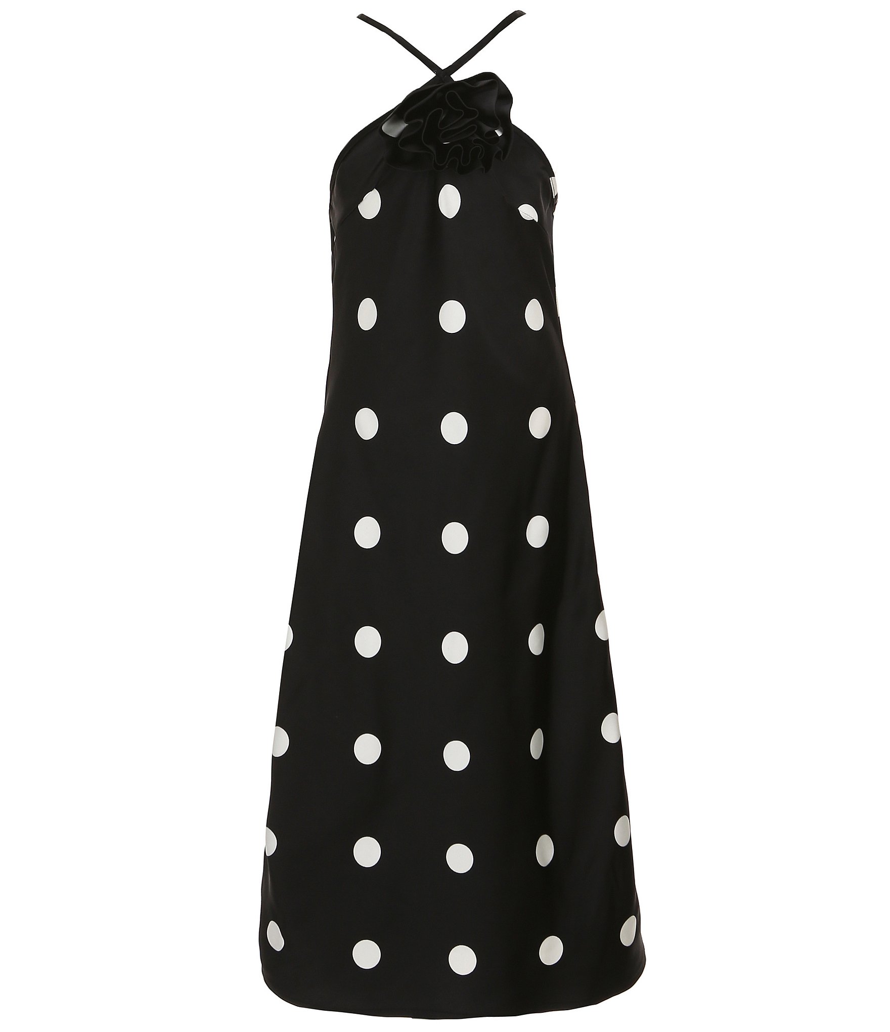 GB Big Girls 7-16 Halter Rosette Polka Dot Midi Dress