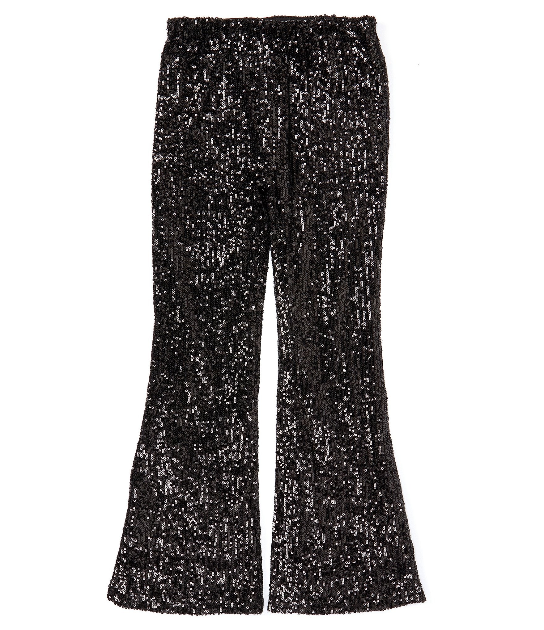 Deliza Pants - Mid Waisted Sequin Flare Pants in Champagne | Showpo NZ
