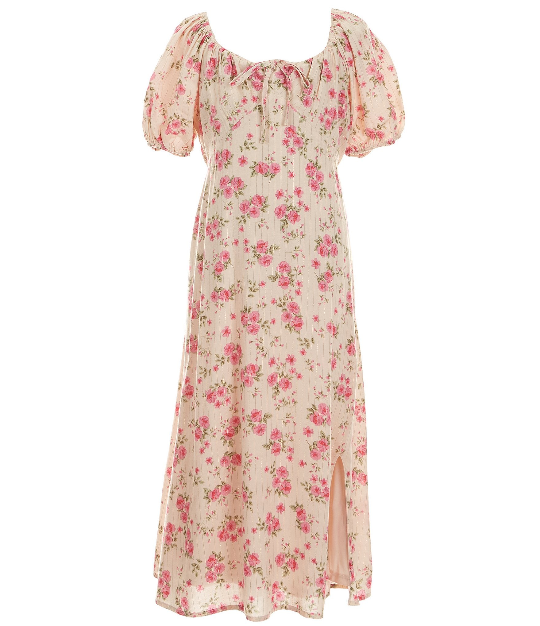 GB Big Girls 7-16 Short Sleeve Lurex Floral Maxi Dress | Dillard's