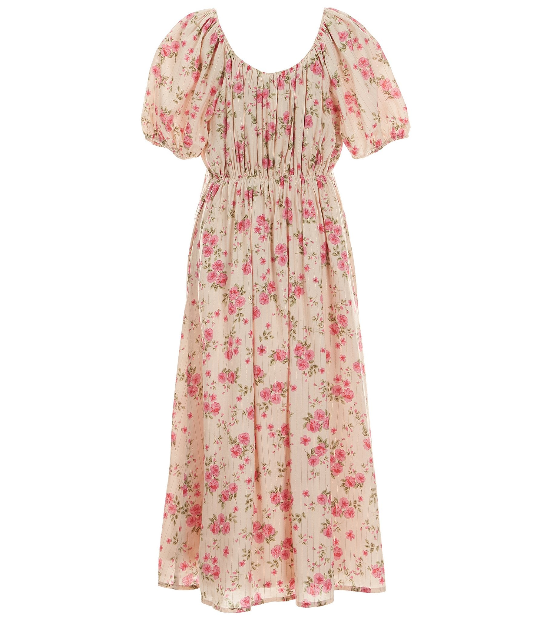 GB Big Girls 7-16 Short Sleeve Lurex Floral Maxi Dress