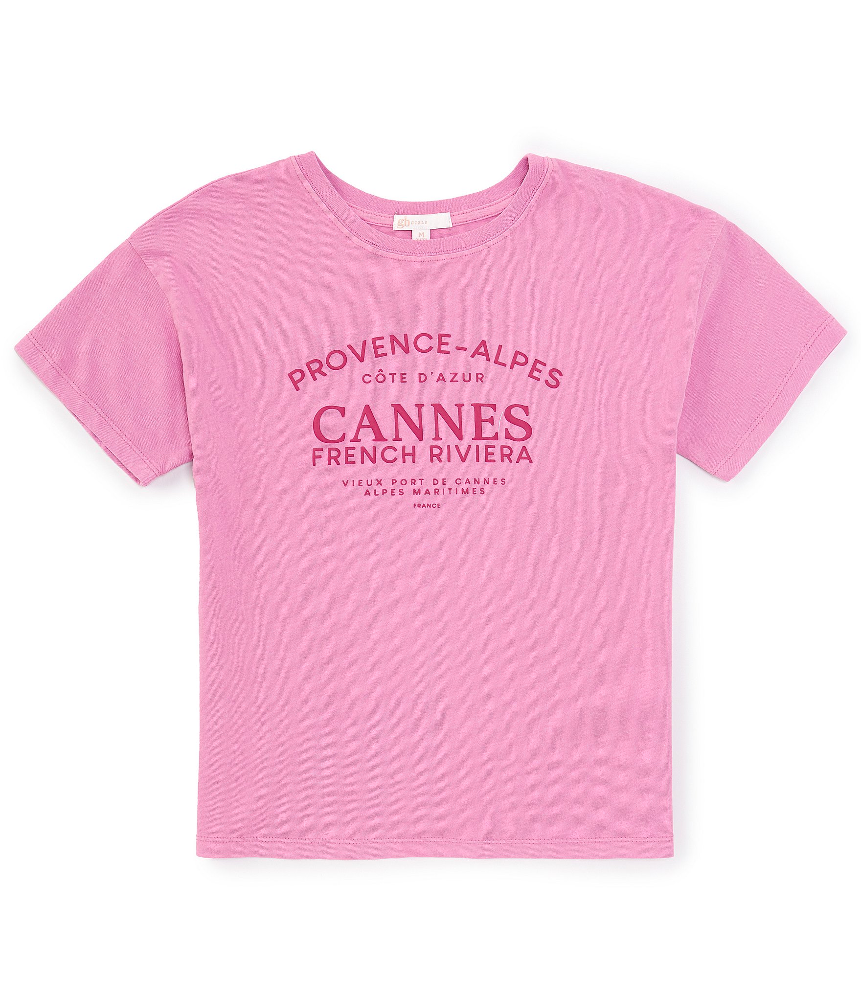 GB Big Girls 7-16 Short-Sleeve Oversized Cannes French Riviera Graphic T-Shirt