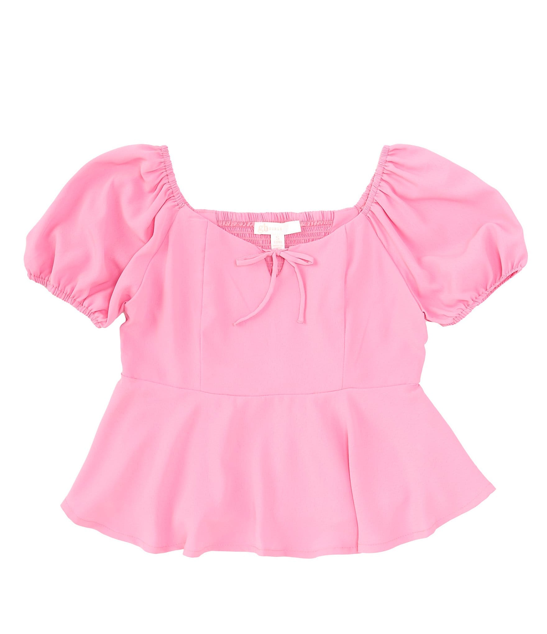 GB Big Girls 7-16 Short Sleeve Puff Sleeve Peplum Top