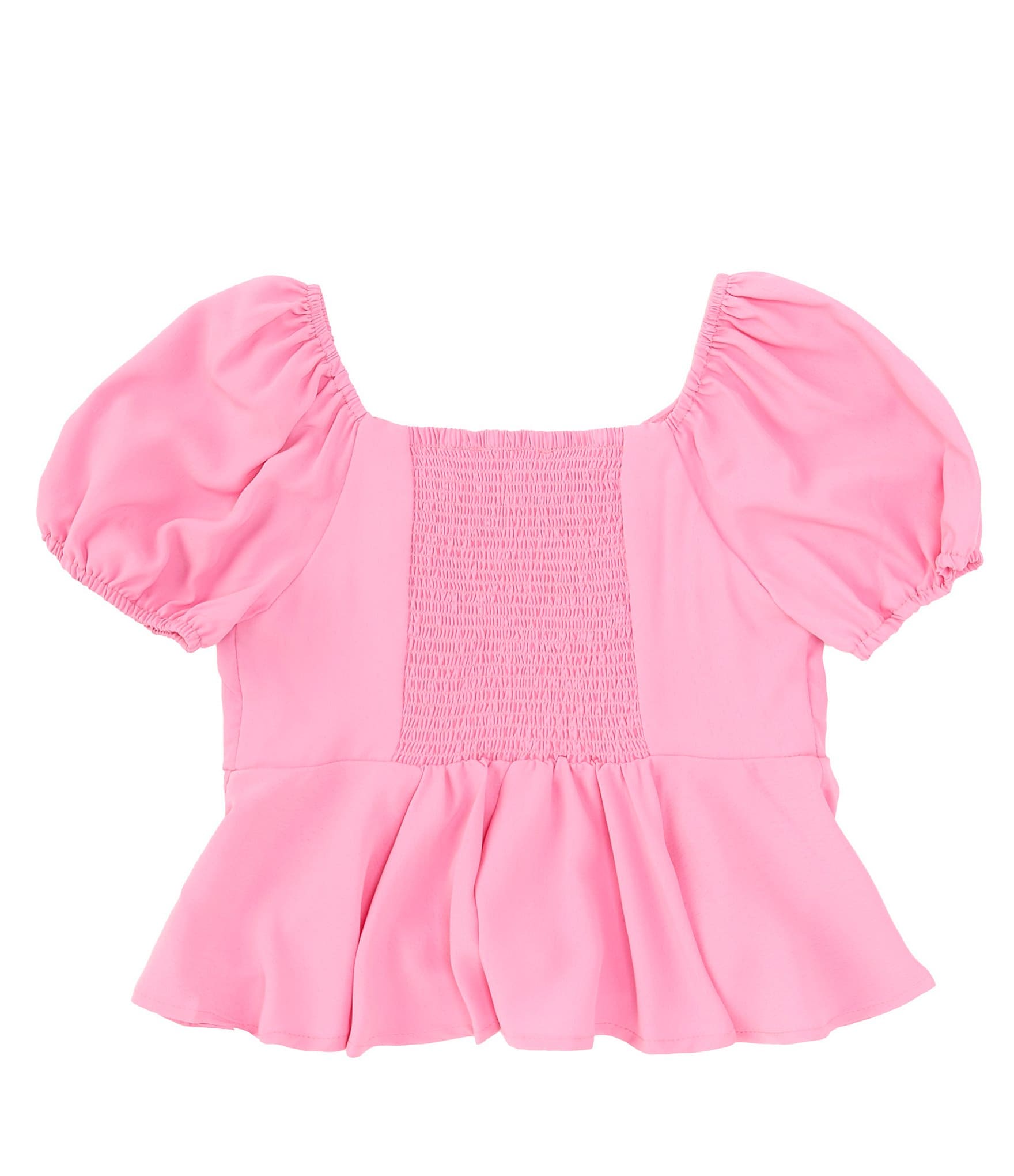 GB Big Girls 7-16 Short Sleeve Puff Sleeve Peplum Top