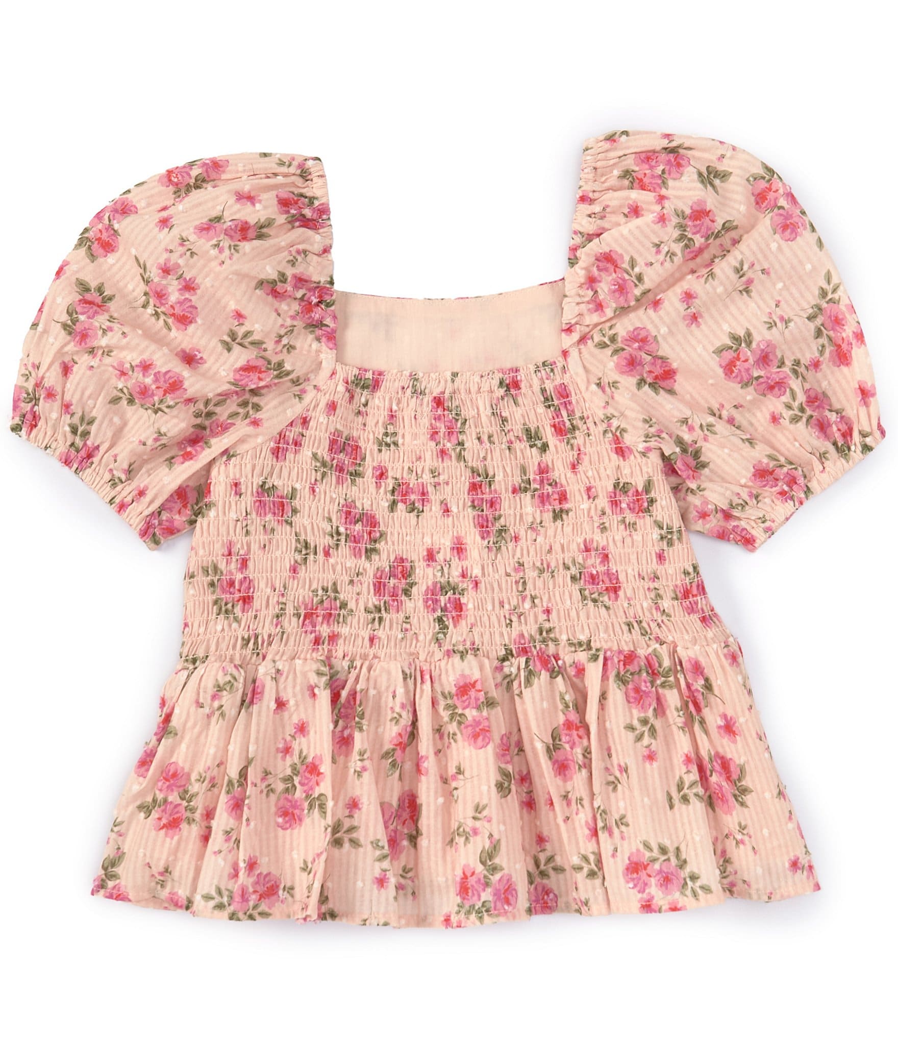 GB Big Girls 7-16 Short Sleeve Woven Babydoll Floral Top