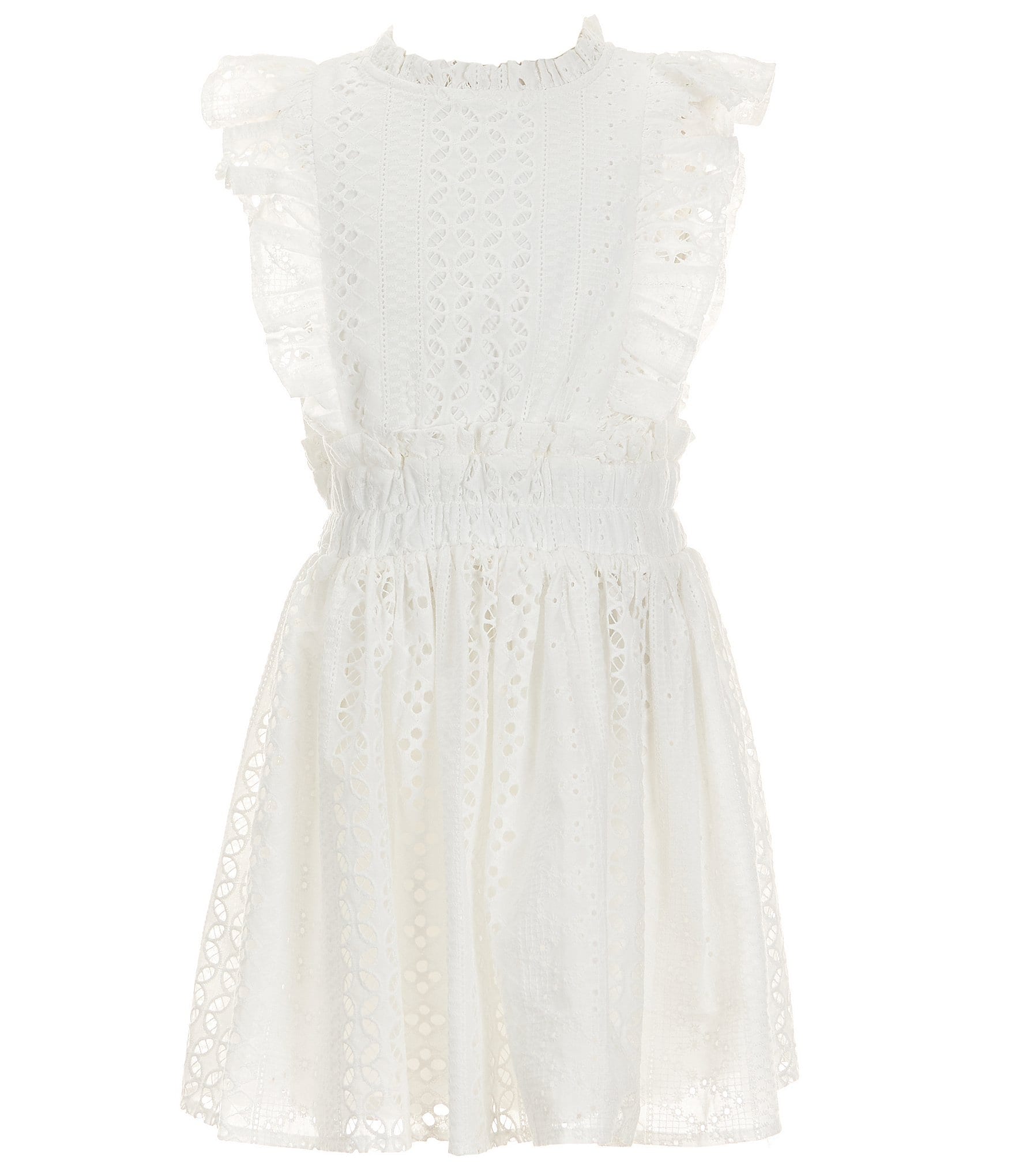 GB Big Girls 7-16 Sleeveless White Lace Ruffle Dress | Dillard's