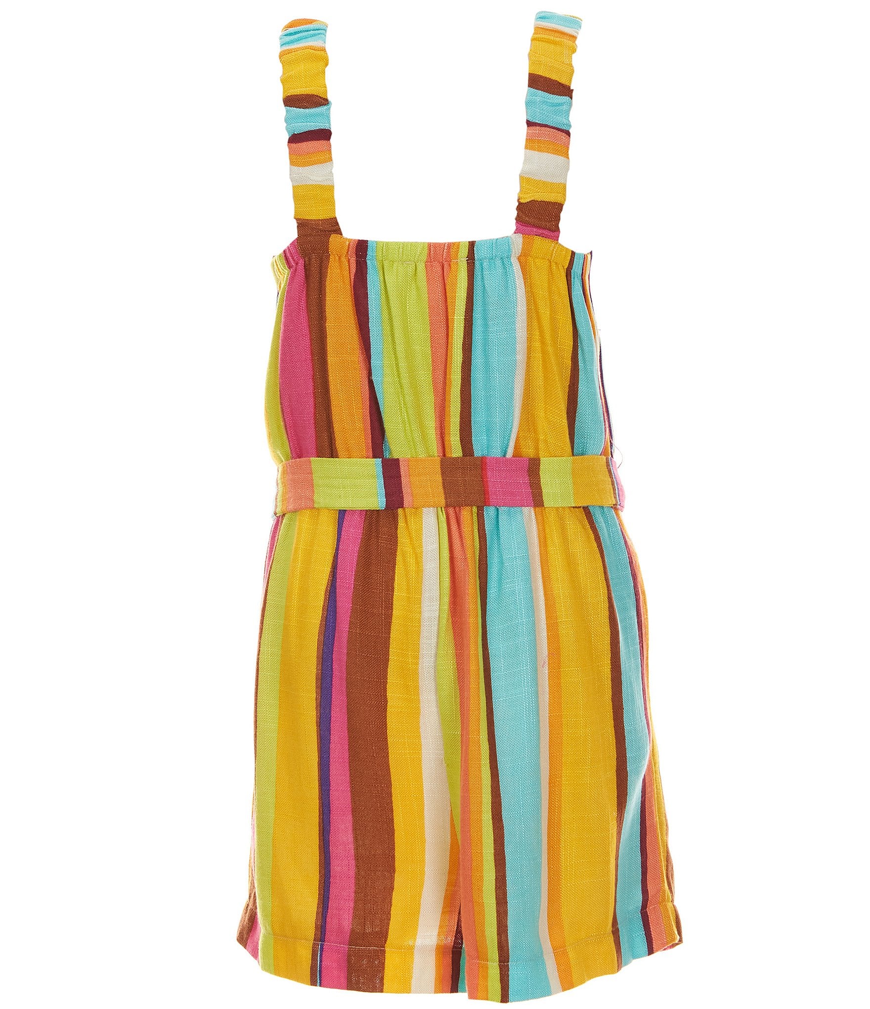 GB Big Girls 7-16 Striped Sleeveless Bungee Strap Romper