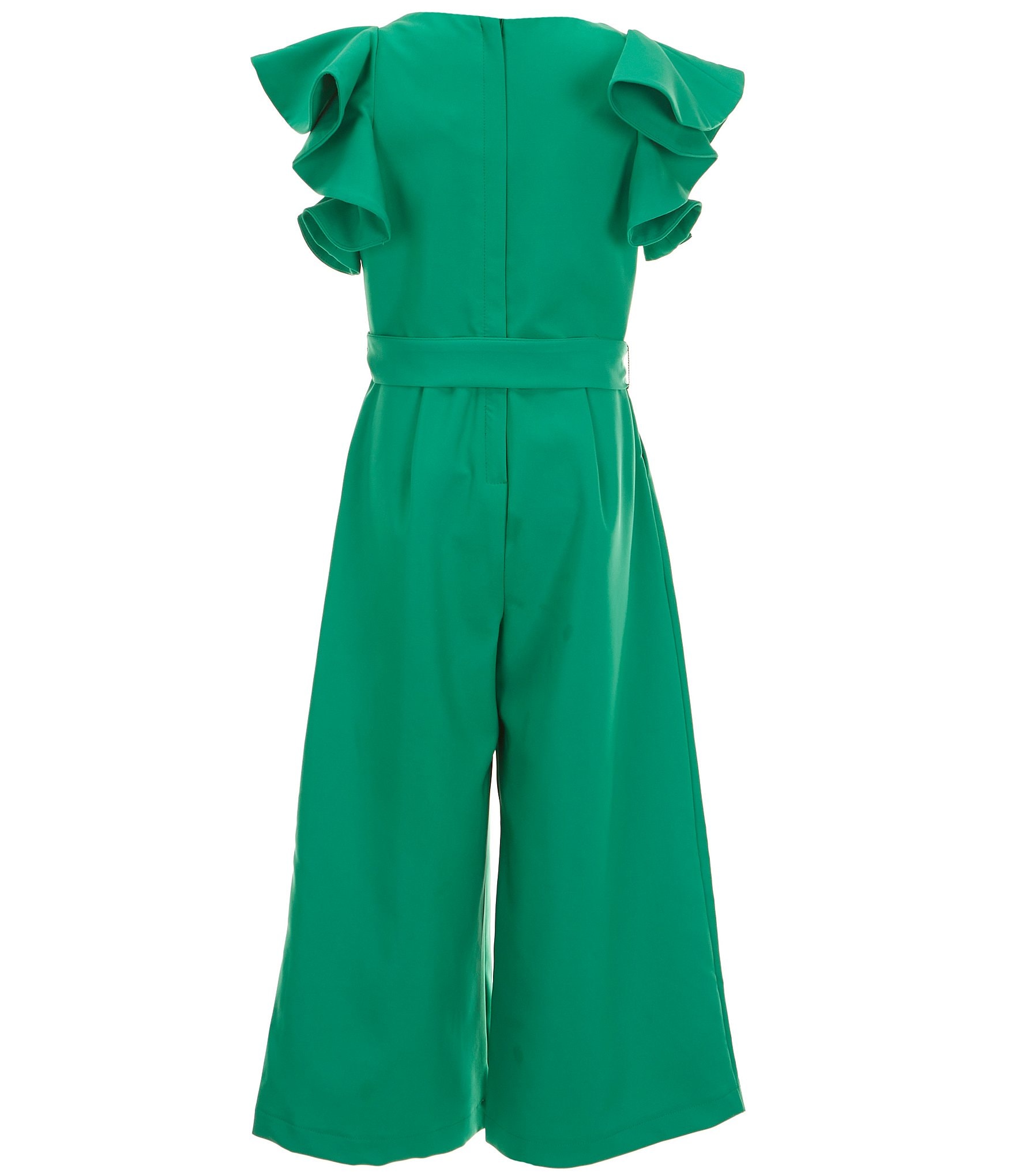 GB Big Girls Tie Front Tiered Ruffle Sleeve Jumpsuit