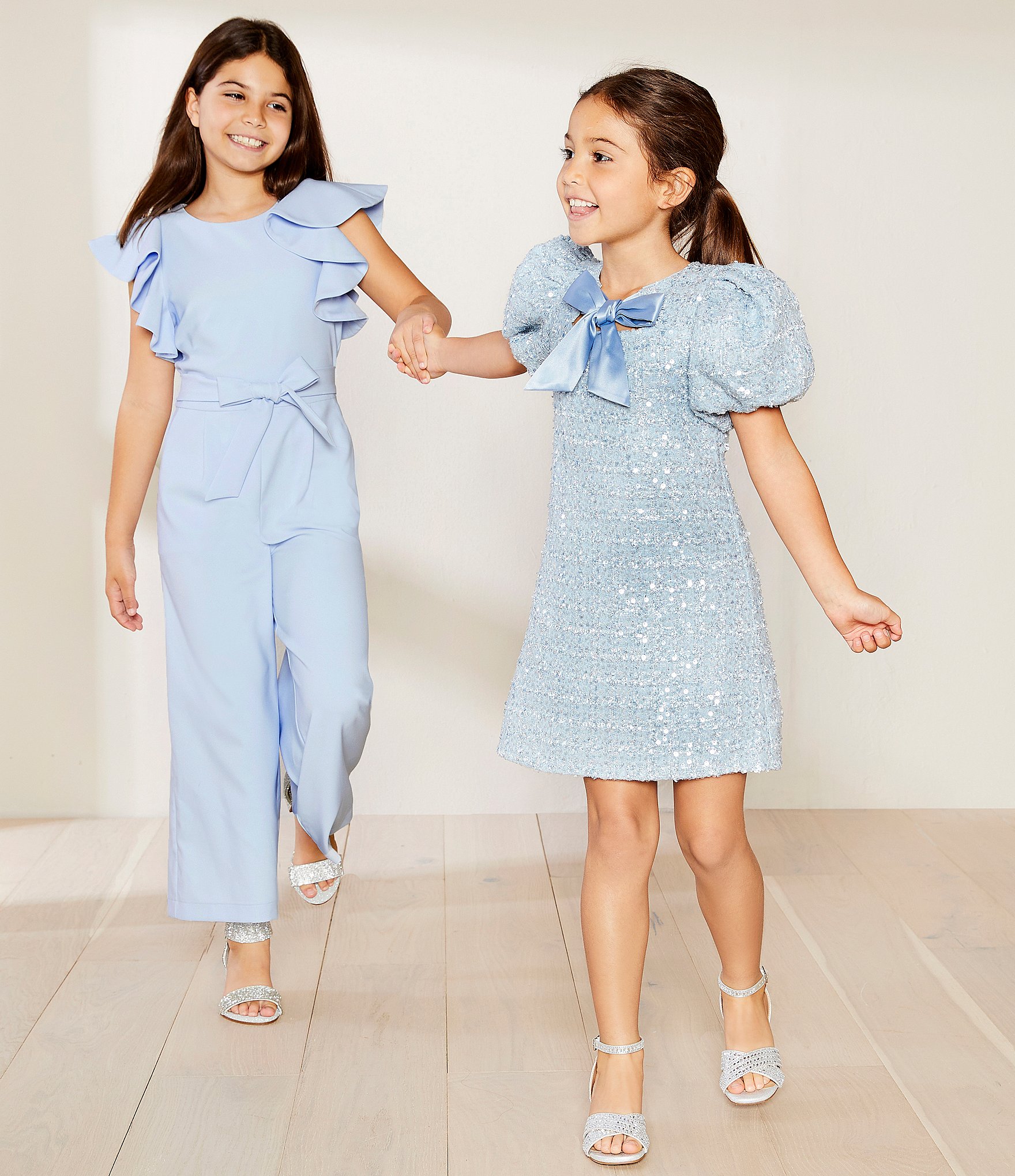 GB Big Girls Tie Front Tiered Ruffle Sleeve Jumpsuit