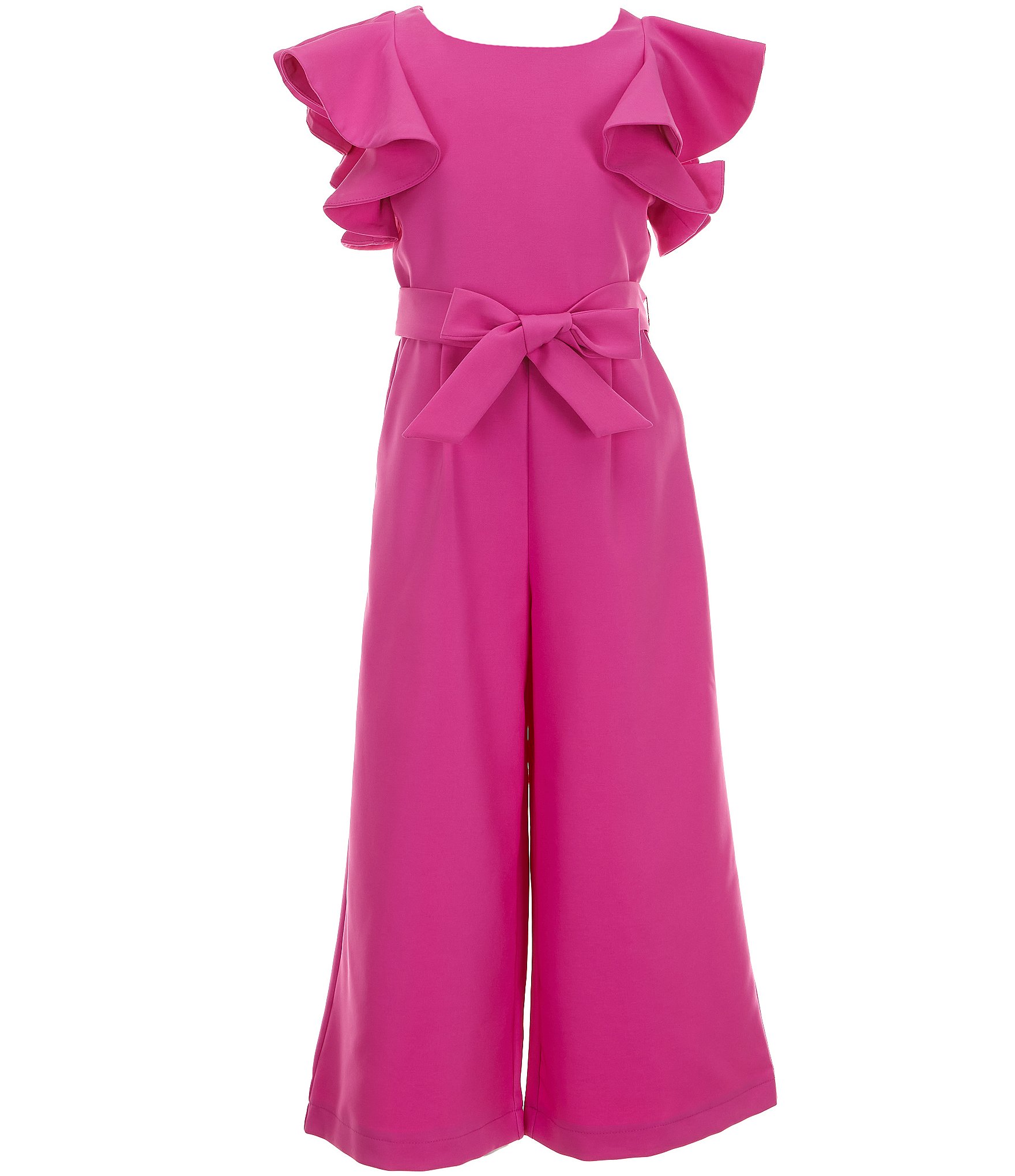 GB Big Girls Tie Front Tiered Ruffle Sleeve Jumpsuit