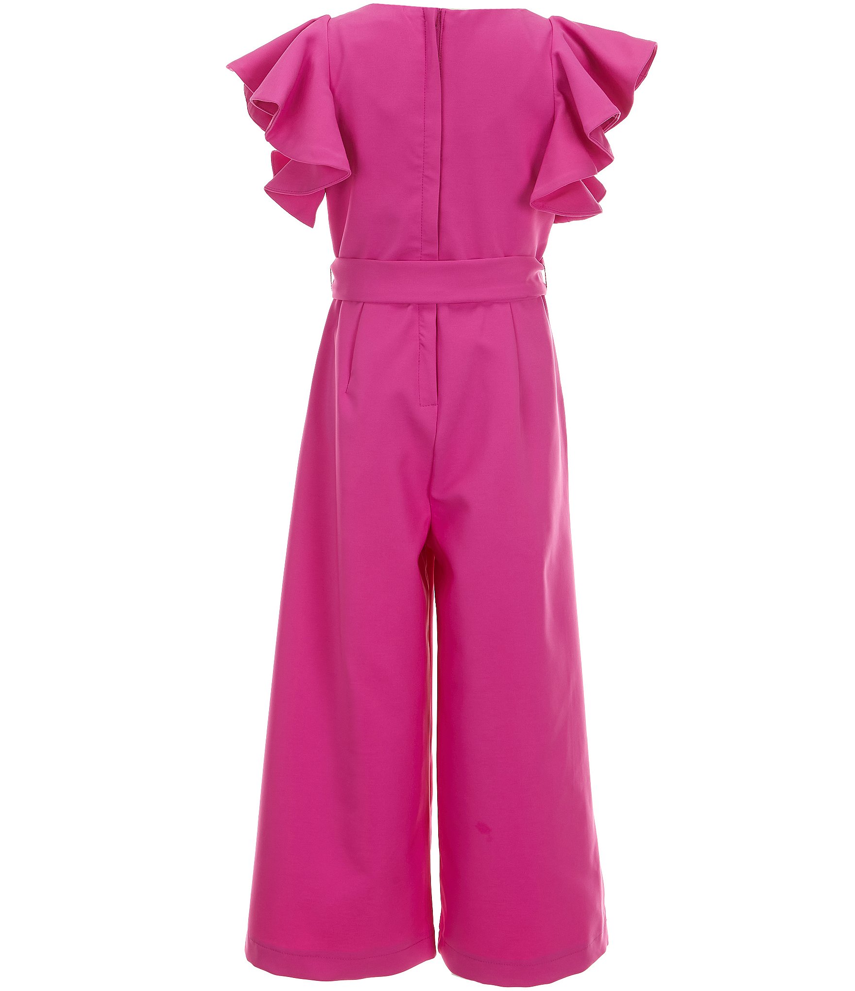 GB Big Girls Tie Front Tiered Ruffle Sleeve Jumpsuit