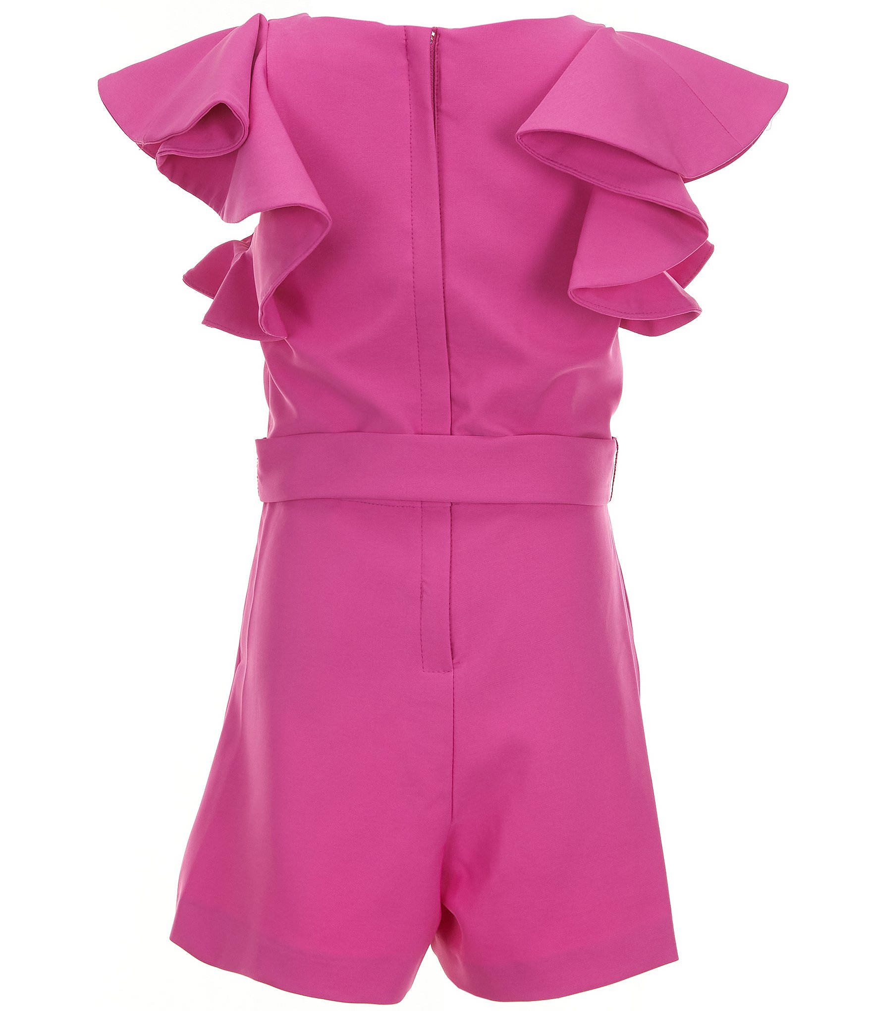 GB Big Girls 7-16 Tiered Ruffle Sleeve Tie Front Romper