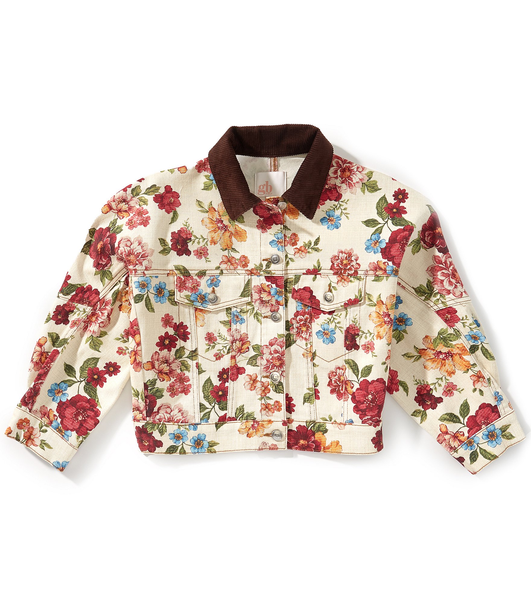 GB Big Girls Floral Denim Jacket