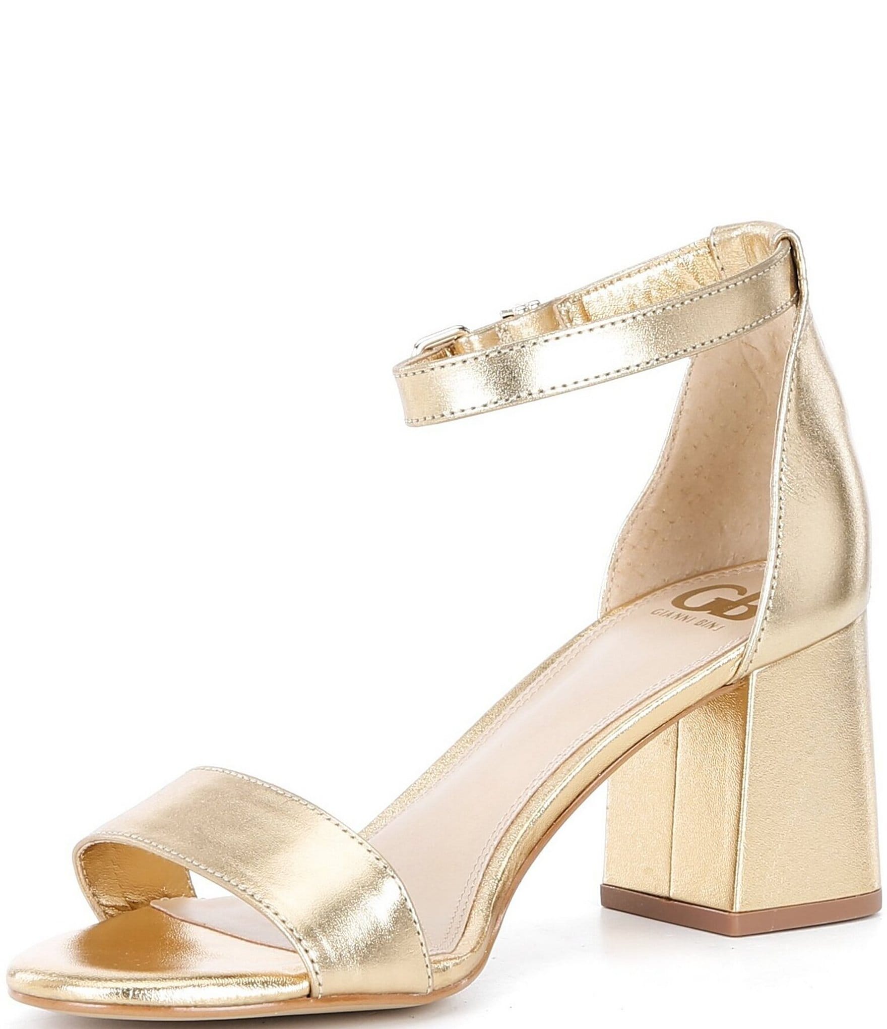 GB Block-Party Leather Ankle Strap Block Heel Family Matching Dress Sandals