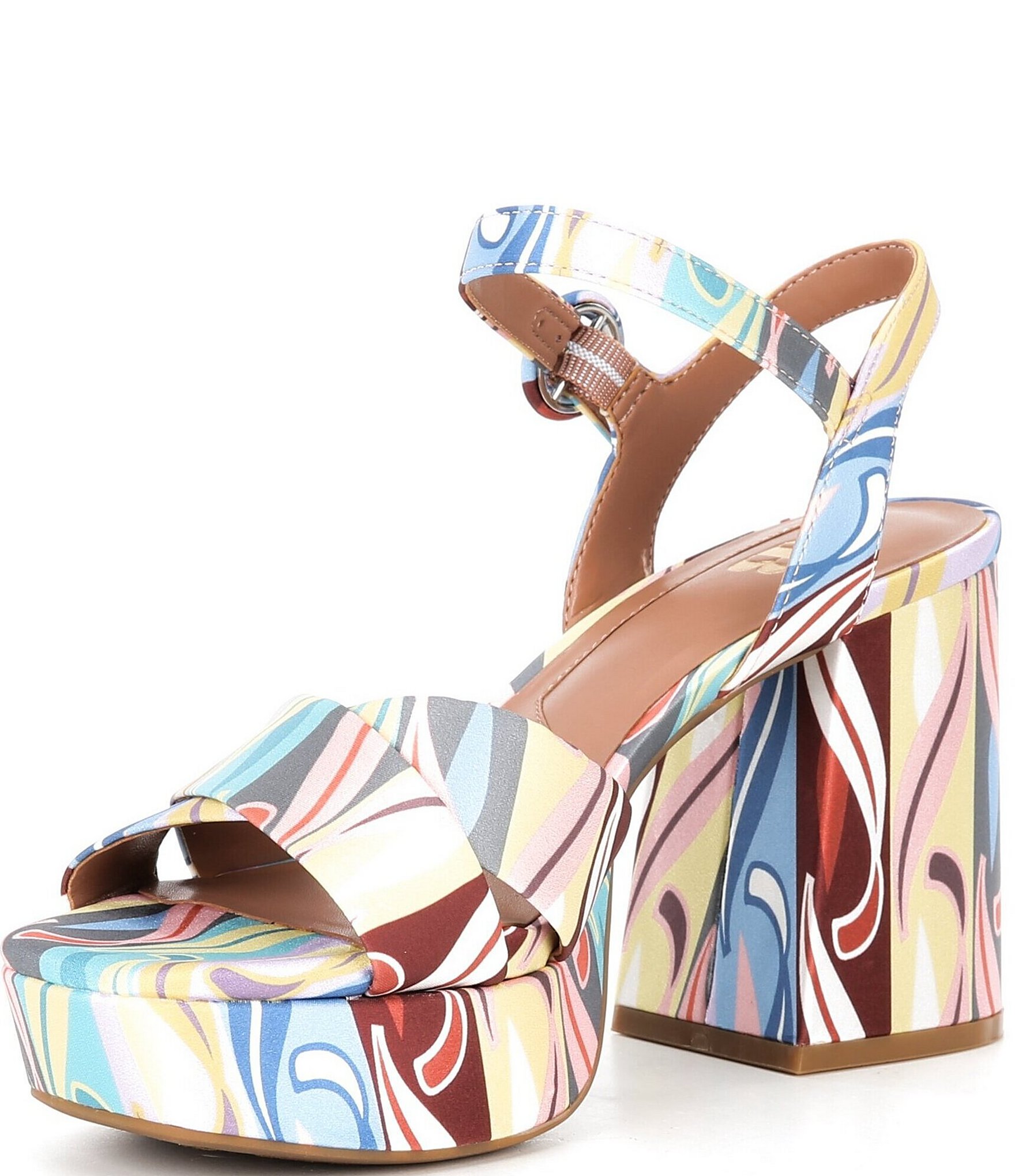 GB Class-Act Rainbow Platform Cross Strap Sandals